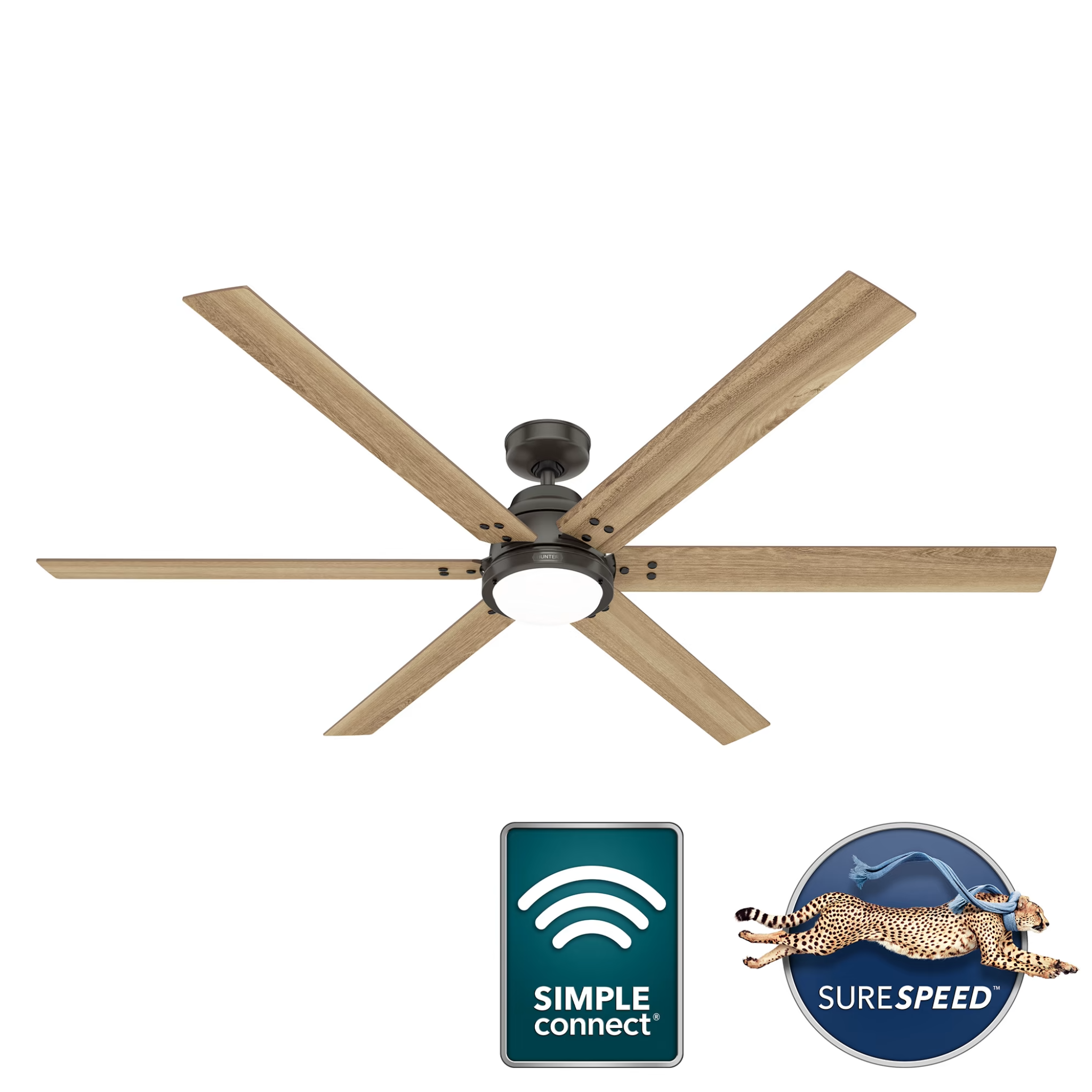 Hunter 72 Inch Indoor/Outdoor Ceiling Fan with LED Light and Remote Control - Perfect for Living Room, Bedroom, Patio, and Covered Porch