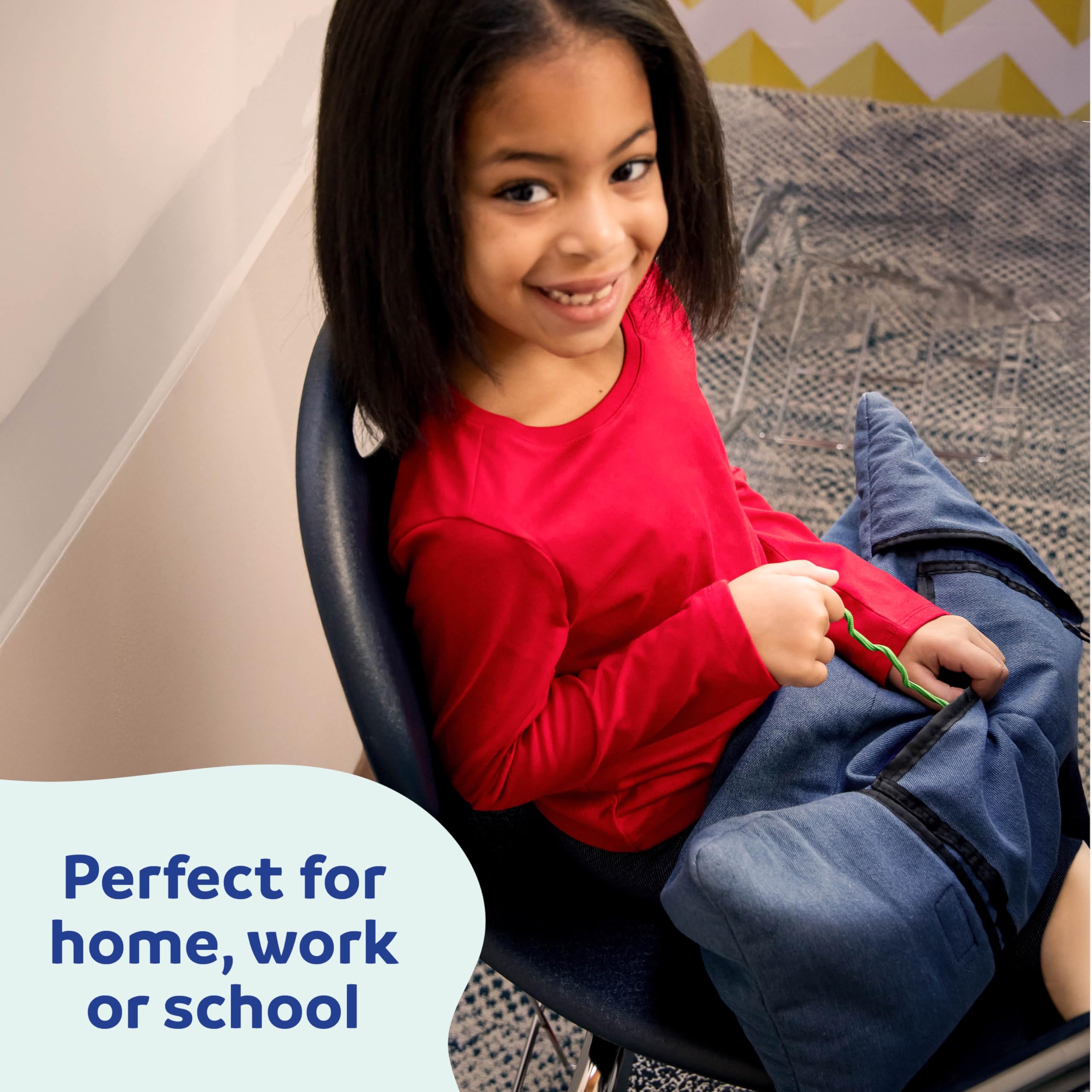 Weighted Denim Lap Pad with Built-in Fidget Toys & Pockets - 6 lbs Sensory Fidget Pillow for Kids, Teens & Adults - Perfect for Anxiety Relief, Focus Improvement, and Sensory Processing Needs - Great for Classrooms, Therapy Sessions, and Home Use