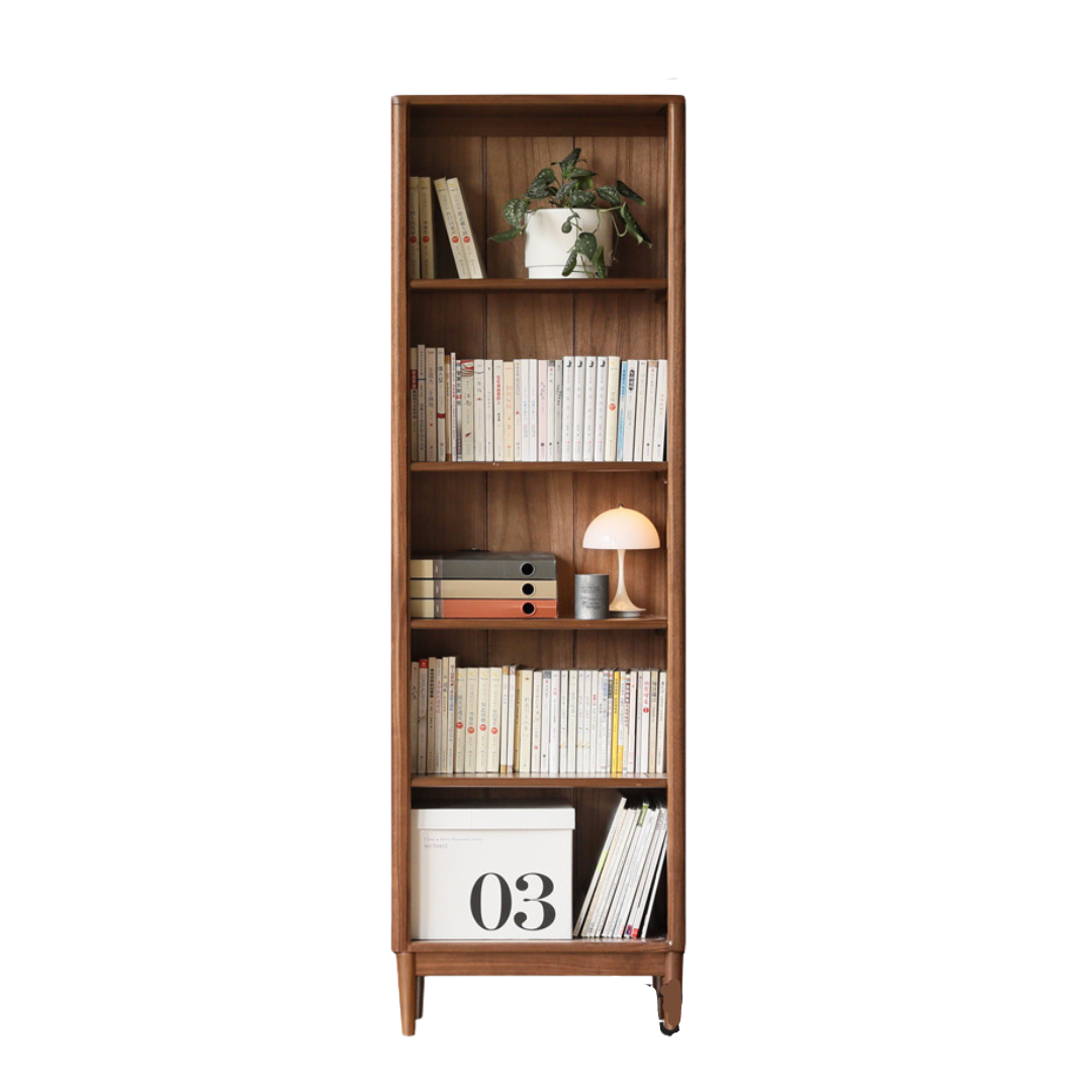 Solid Black Walnut & Oak Wood Bookcase - Customizable Wall-Mounted Bookshelf for Living Room, Home Office & Library Storage
