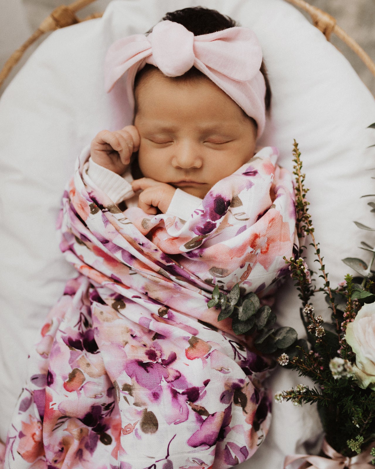 Snuggle Hunny Organic Cotton Muslin Wrap - Blushing Beauty | Soft Baby Swaddle Blanket for Newborns | Perfect for Swaddling, Nursing & Stroller Cover