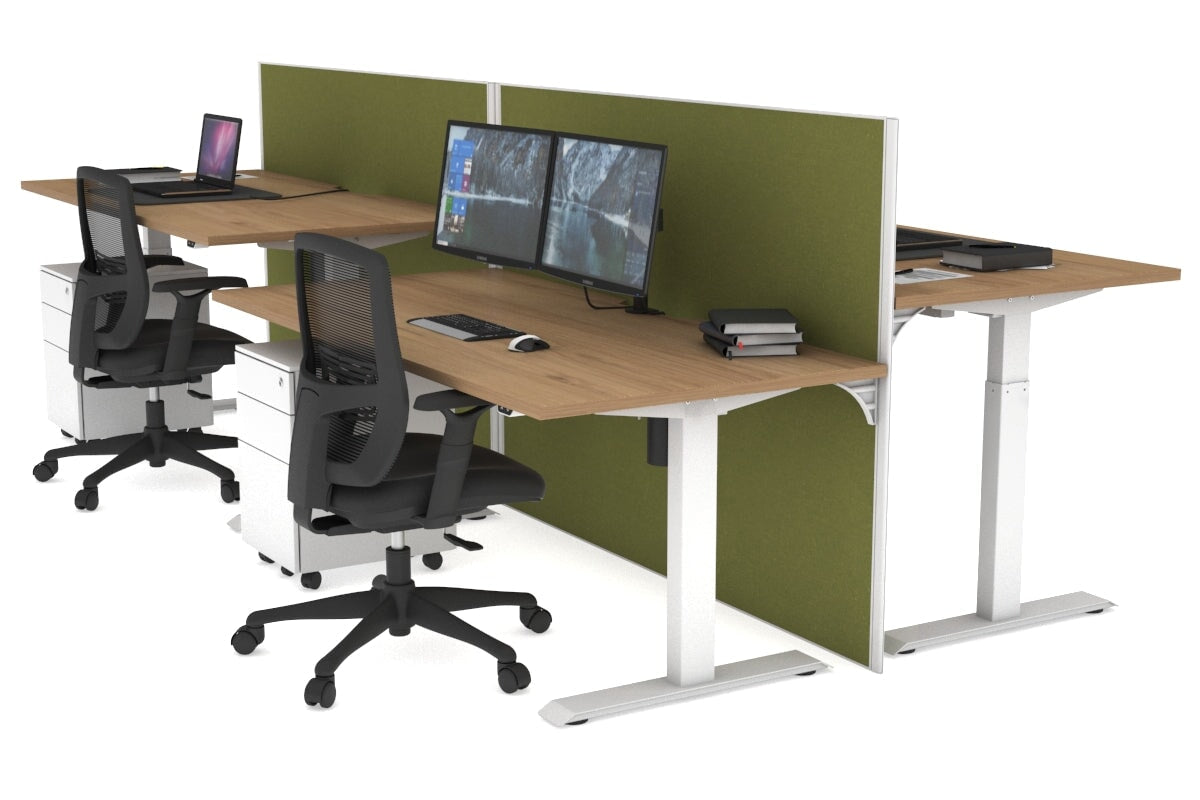 Just Right Height Adjustable 4-Person Workbench | 1400L x 800W Office Desk with Cable Management | Perfect for Team Collaboration & Computer Workstations