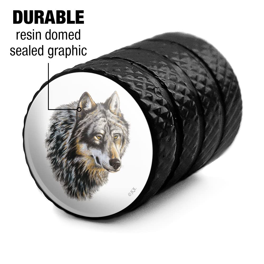 Wild Wolf Head Motorcycle & Bicycle Valve Stem Caps - Durable Aluminum Tire Rim Wheel Accessories for Harley, Cruiser, Dirt Bikes (Pack of 4) - Perfect for Off-Road, Commuting & Custom Bike Builds