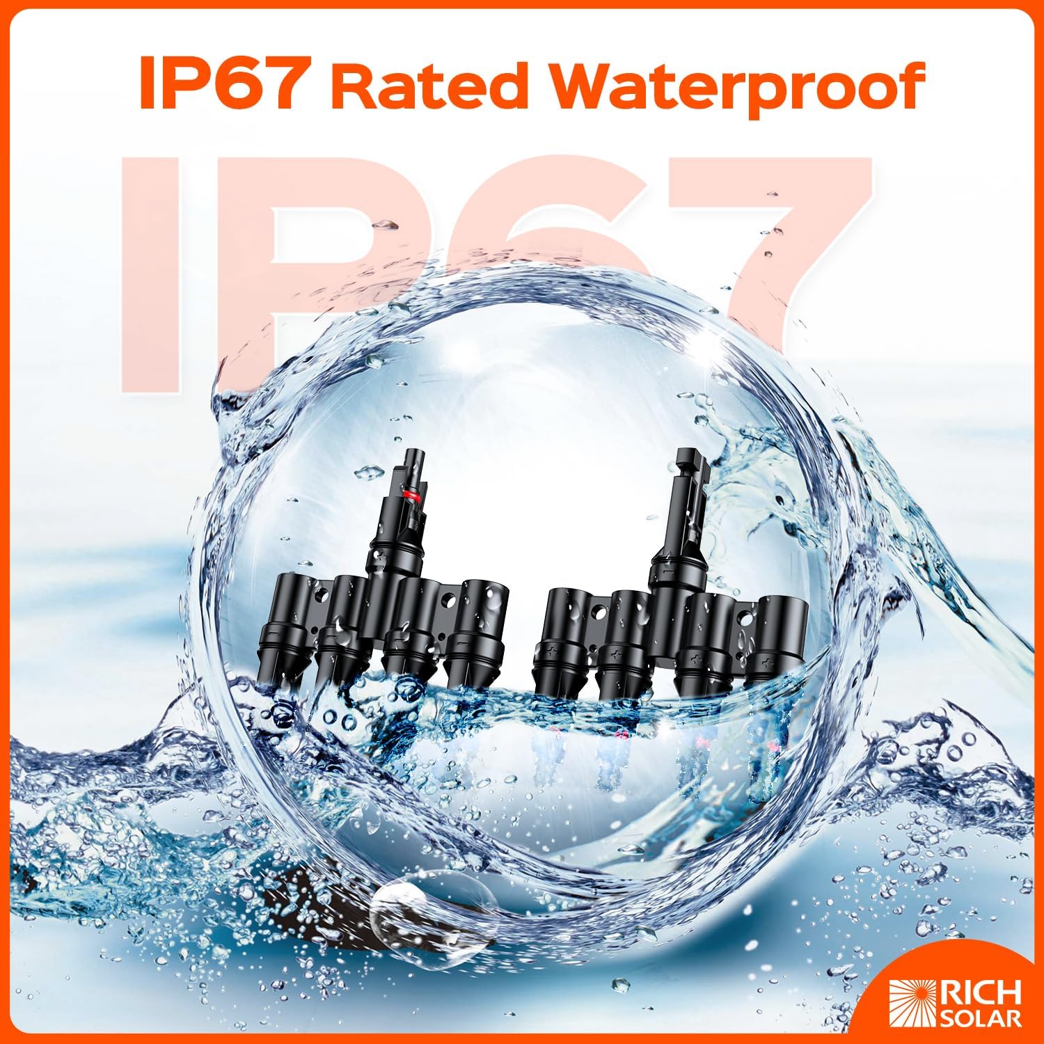 Rich Solar Y Branch Parallel Connectors 4 to 1 - High Efficiency Solar Panel Connectors for RV, Boat & Off-Grid Power Systems