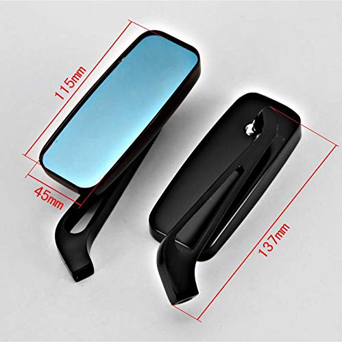 Universal 8mm 10mm Motorcycle Wing Side Mirror - Black Rectangle Rearview Mirror for Enhanced Safety & Style - Perfect for Cruisers, Choppers & Street Bikes