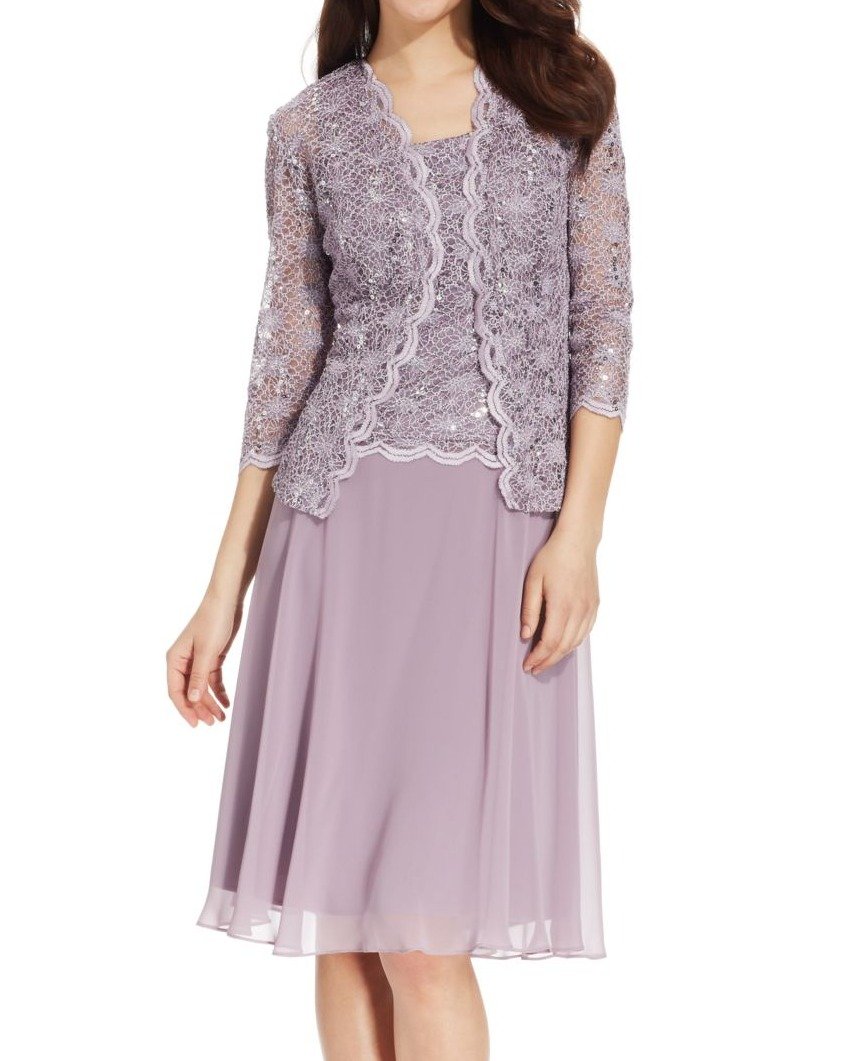 R&M Richards Women's Elegant Lace Pop Over Jacket Dress - Formal Occasion & Wedding Guest Outfit