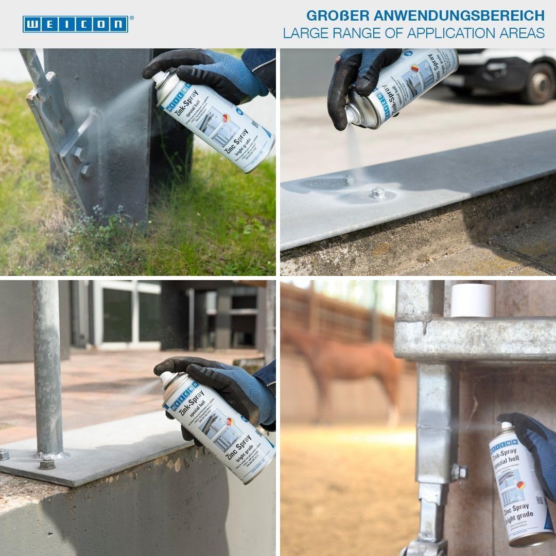 WEICON Zinc Spray Special Light 400ml - Anti-Rust Paint for Metal Surfaces, Matches Fresh Hot-Dip Galvanizing - Ideal for Automotive, Industrial & DIY Metal Protection