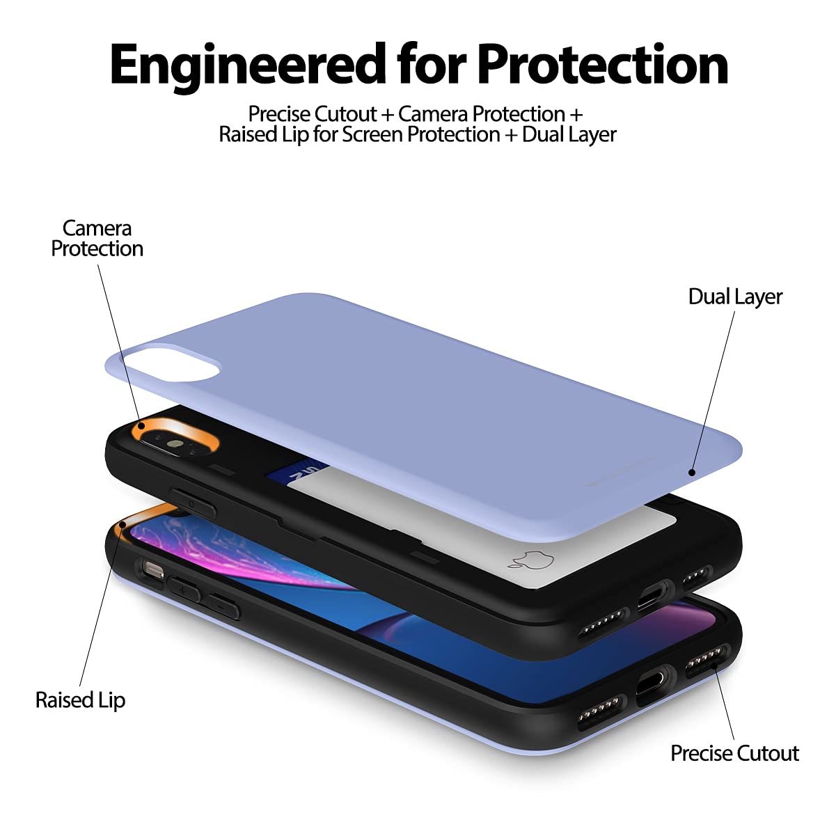 GOOSPERY Magnetic Secure Bumper iPhone Xs Max Case - Card Holder Wallet with Auto Closure, Dual Layer Protection & Sticky Mirror (Purple) | Perfect for Hands-Free Shopping & On-the-Go Protection