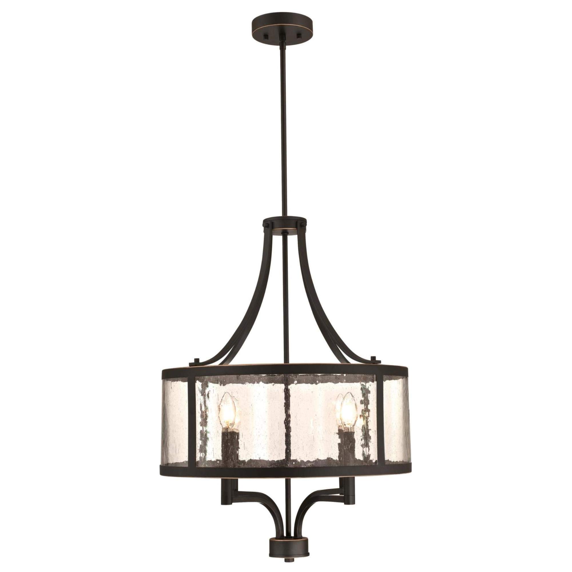 Westinghouse 6368400 Belle View 4-Light Chandelier - Oil Rubbed Bronze Finish with Clear Seeded Glass - Elegant Indoor Ceiling Light Fixture for Dining Room, Bedroom or Living Room Decor