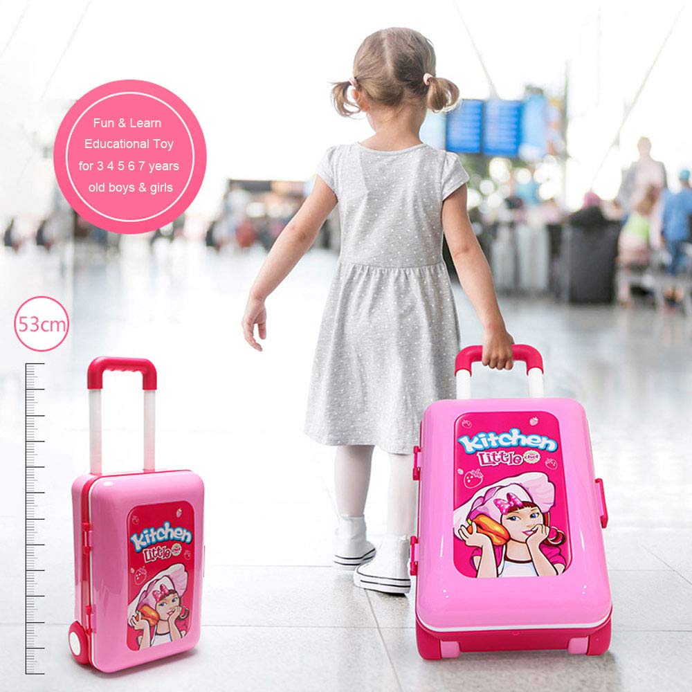 Roxie 2-in-1 Pretend Play Kitchen Toy Set with Lights & Sounds - Deluxe Portable Kitchen Playset for Kids, Girls & Boys - Perfect for Indoor & Outdoor Pretend Cooking Fun
