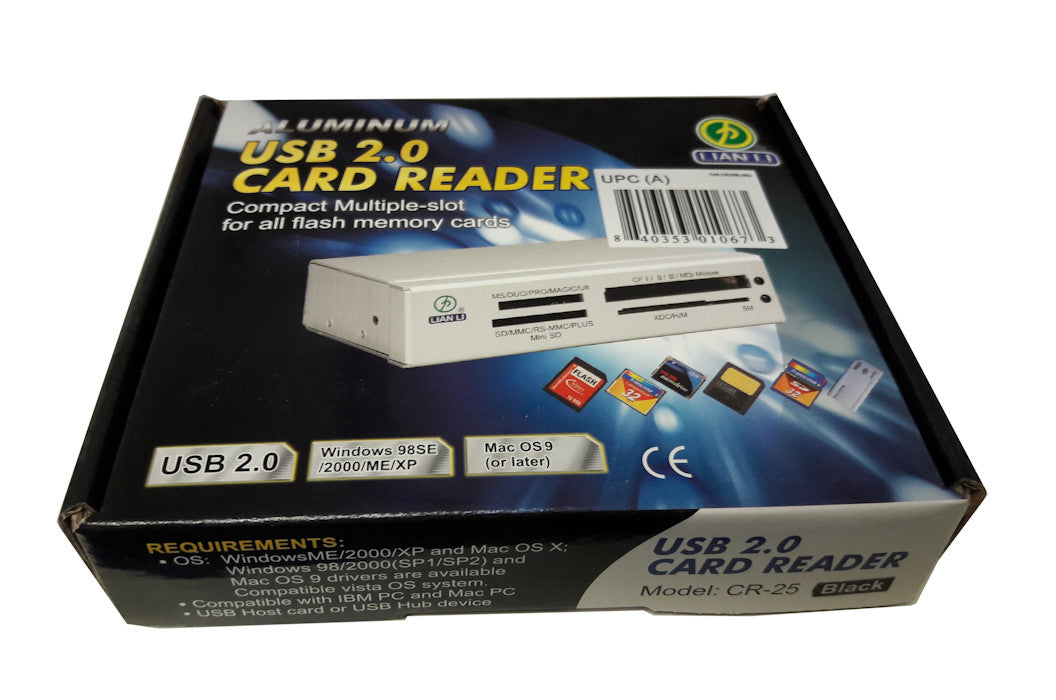 Lian Li CR-25 20-in-1 USB 3.0 Card Reader - High-Speed Multi-Slot Memory Card Adapter for SD, Micro SD, CF - Perfect for Photographers, Videographers & Content Creators (Black)