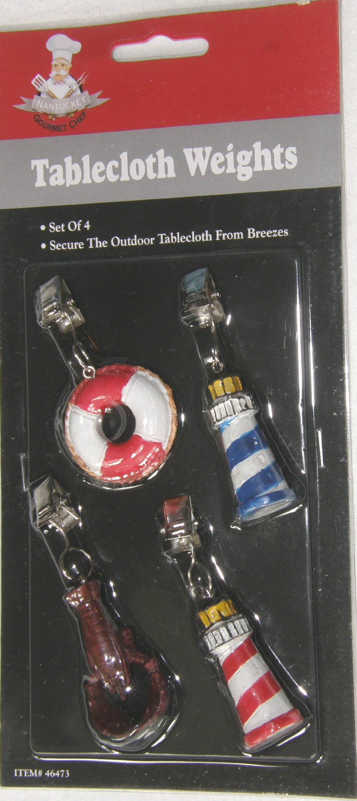 **Nautical Lighthouse, Life Preserver & Lobster Tablecloth Weights - Set of 4 - Perfect for Outdoor Picnics, Beach Parties & Home Decor**