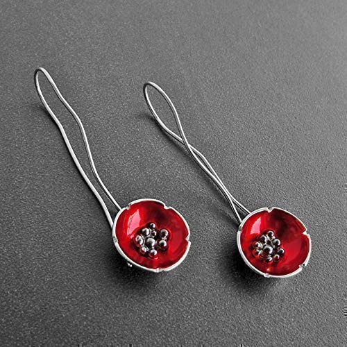 Enamel Jewelry Gift Set for Women - Red Floral Bridal Jewelry, Silver Wedding Jewelry Set, Mother's Day Gift - Perfect for Weddings, Anniversaries & Special Occasions