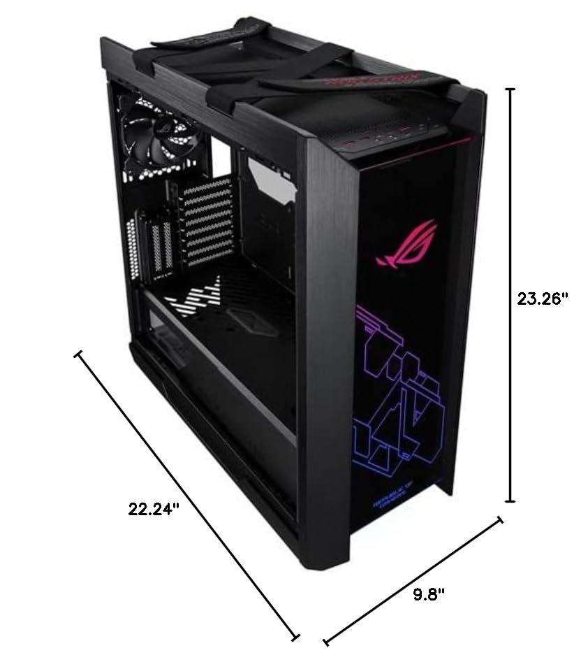 ASUS ROG Strix Helios GX601 RGB Gaming PC Case - Mid-Tower E-ATX Compatible with USB 3.1, Tempered Glass Side Panel, Aluminum/Steel Build & 4 Pre-Installed Fans | Perfect for High-End Gaming Rigs, Streaming Setups & Custom Water Cooling Systems (Black)