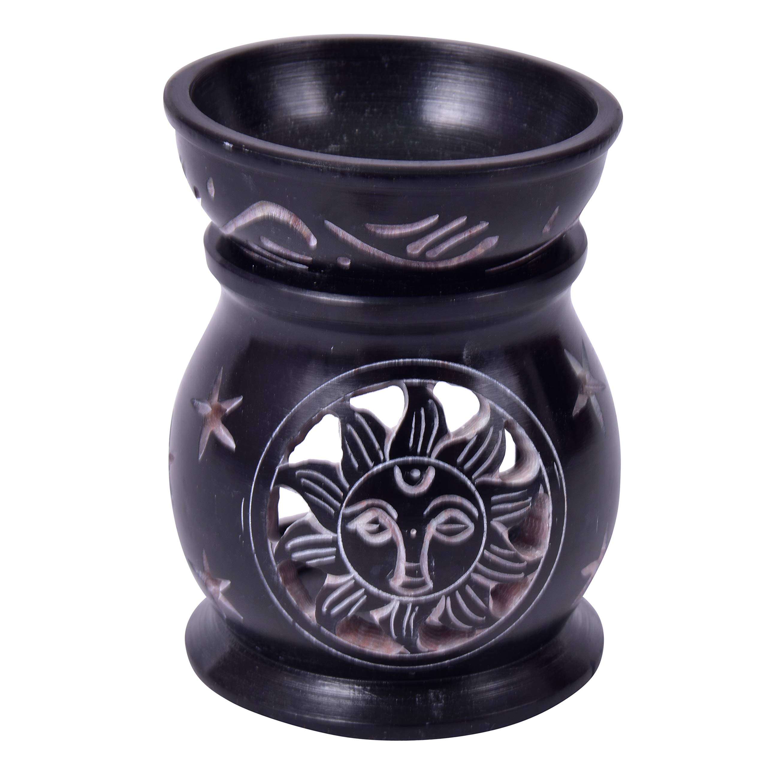 Handmade Decorative Carved Tealight Holder - Resin Incense Burner with Soapstone Motif Lantern for Home Decor, Meditation & Romantic Ambiance