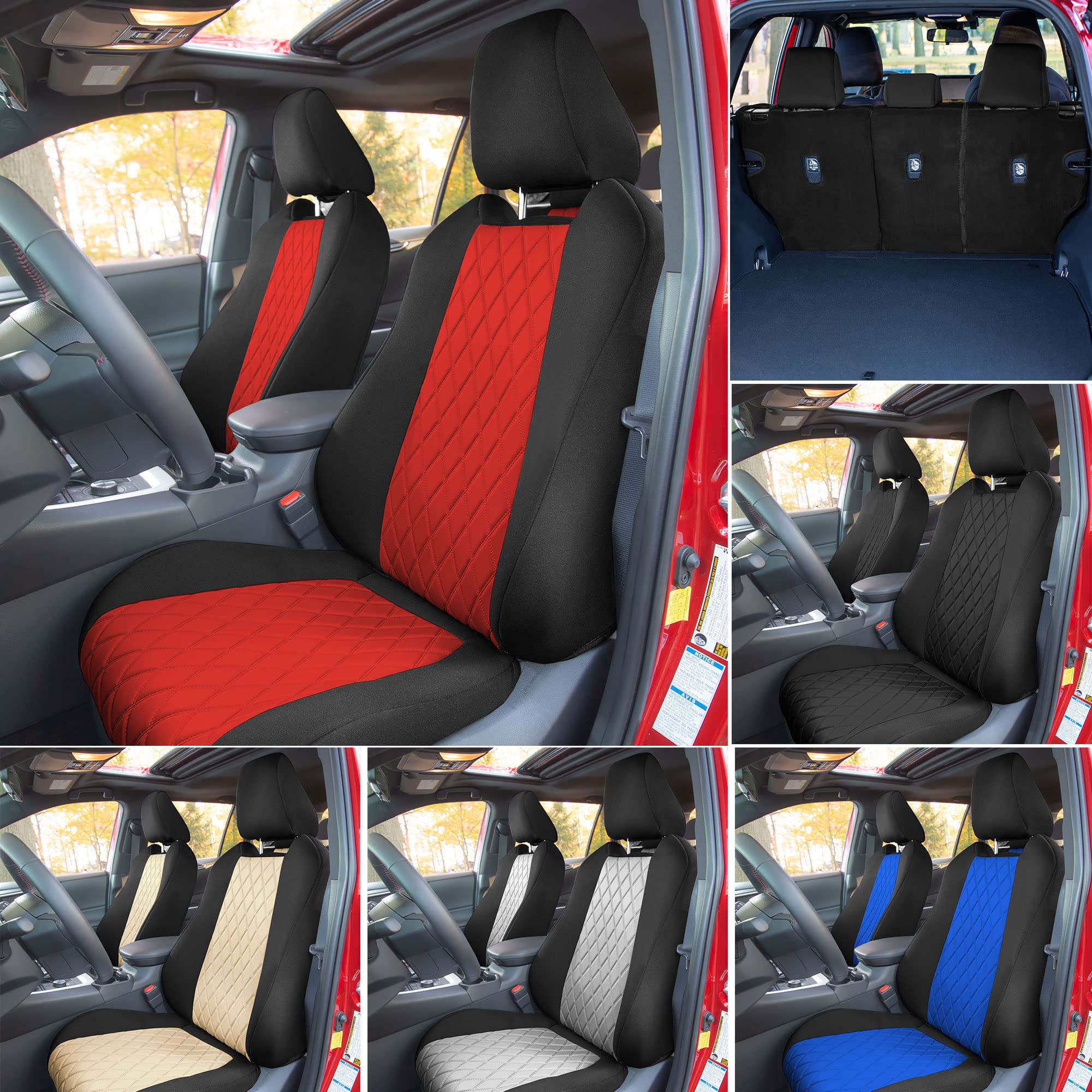 Custom Fit Seat Covers for Toyota RAV4 Hybrid & Prime 2021-2022 - Water Resistant Neosupreme Neoprene Front Seat Covers (Red) - Durable Car Interior Accessories for Protection & Style | Perfect for Daily Commutes, Road Trips & Off-Road Adventures