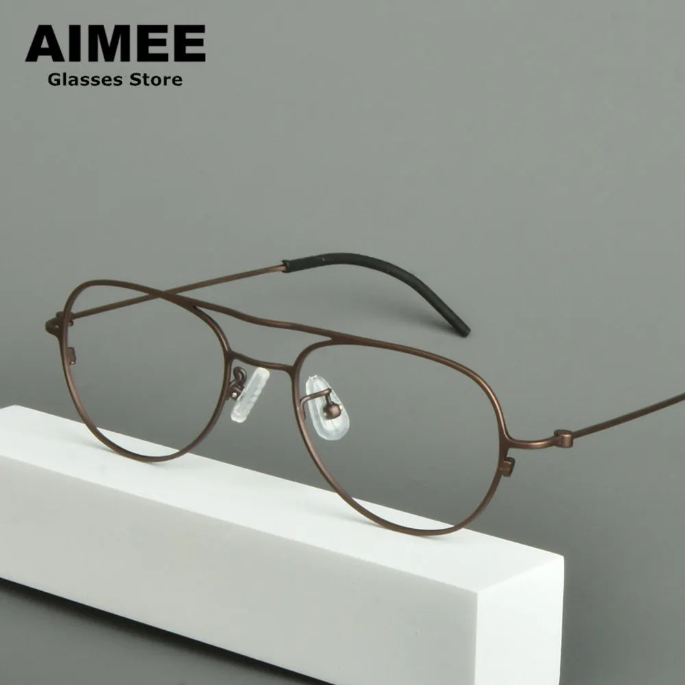 Aimee Unisex Full Rim Oval Double Bridge Titanium Eyeglasses Frame 14507 - Lightweight Durable Glasses for Men & Women - Perfect for Reading, Working & Daily Wear