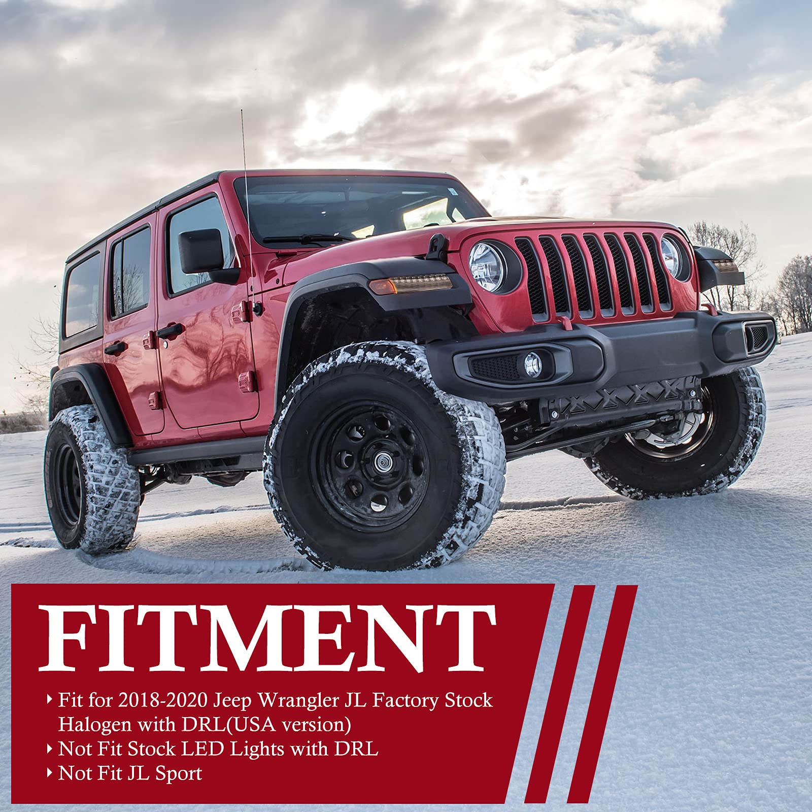BUNKER INDUSTRIAL JL Fender Flares with LED Sequential Turn Signals & DRL Lights - Compatible with Jeep Wrangler 2018-2020 Sahara Rubicon (Excludes Sport Model) - Smoked Lens Design for Off-Road & Night Driving
