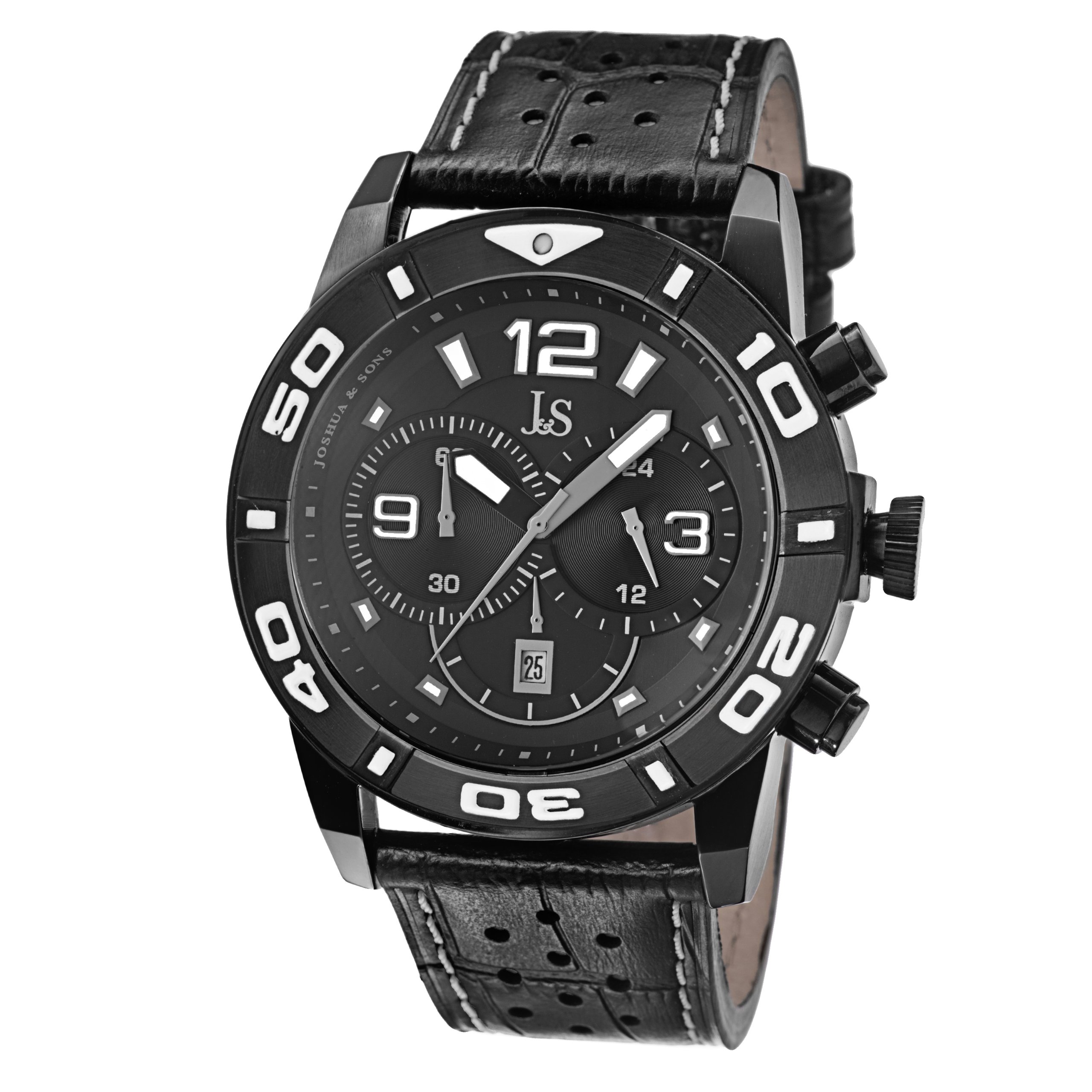 Joshua & Sons Men's Multifunction Quartz Watch with Accented Dial & Genuine Leather Strap - JS60 - Perfect for Business, Casual & Formal Occasions