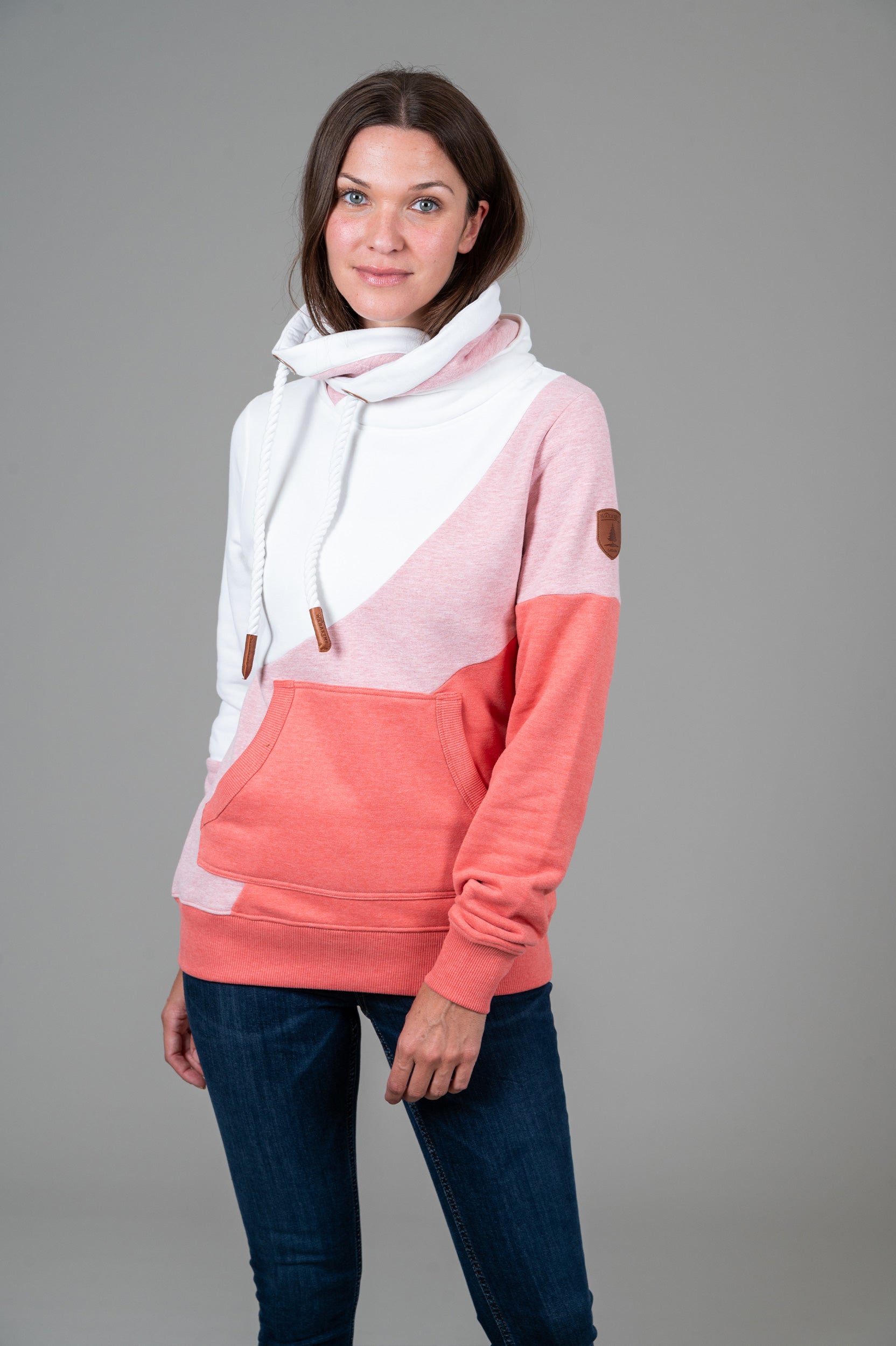 Deena Heather Pink Mix Sweatshirt for Women - Soft Casual Pullover Hoodie with Trendy Color Block Design | Perfect for Streetwear, Lounge Wear & Fall Fashion Outfits