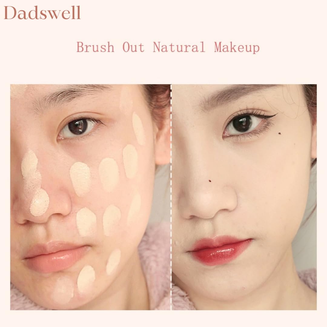 Dadswell Liquid Makeup Foundation Brush - Professional Flat Top Kabuki Brush for Flawless Blending of Liquid, Cream & Powder | Hexagon Handle Design with Travel Case | Perfect for Everyday Makeup & On-The-Go Touchups (Blue)