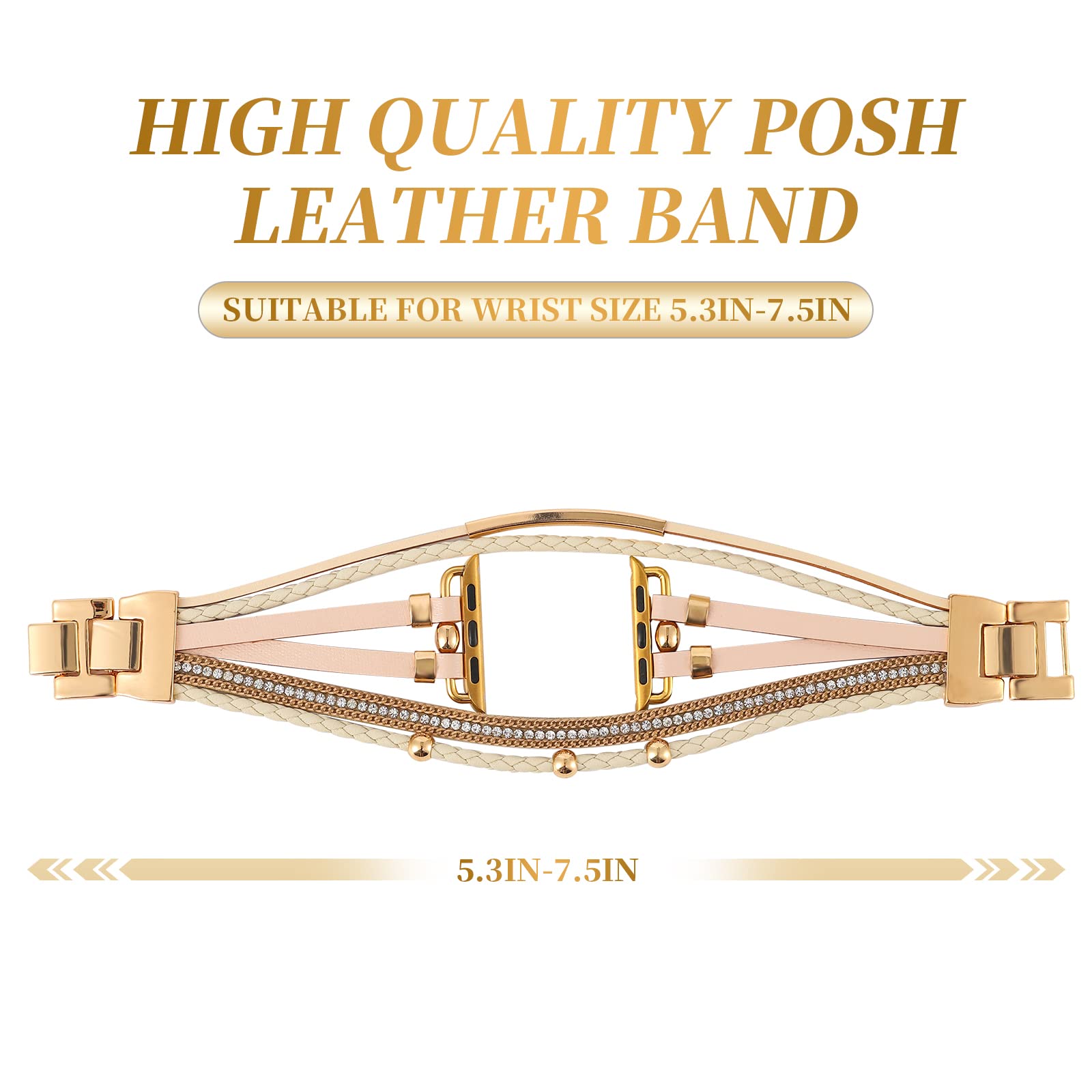 WONMILLE Genuine Leather Bands for Apple Watch 41mm 40mm 38mm 45mm 44mm 42mm 49mm - Boho Bracelet Strap Compatible with iWatch Series Ultra 10 9 8 7 6 5 4 3 2 1 SE - Stylish Multilayer Wrap Band for Women | Perfect for Workout, Office & Casual Wear