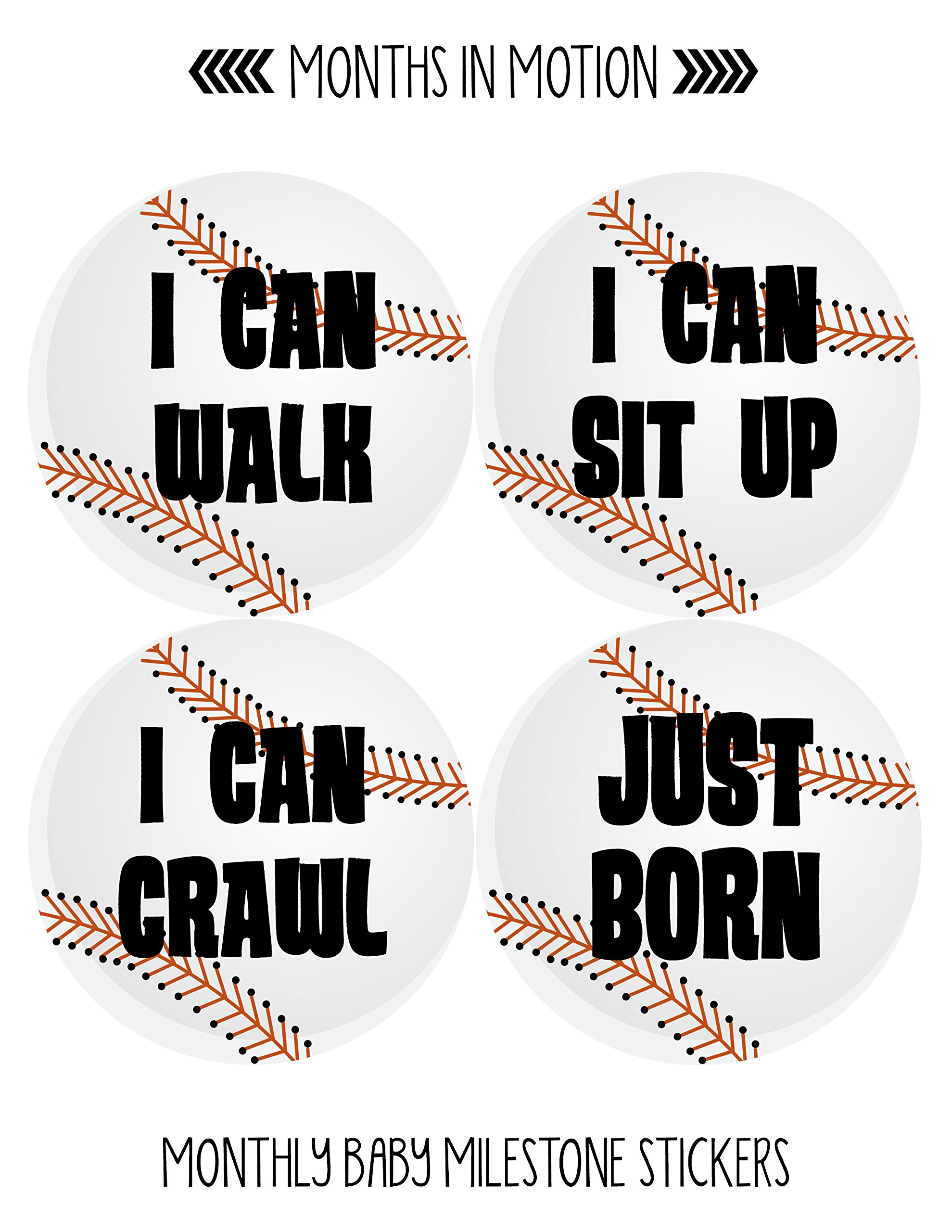 Baby Monthly Milestone Stickers for Newborn Boys - Baseball Theme - Set of 20 Adhesive Stickers - Perfect for Baby Photo Shoots, Scrapbooking & First Year Memory Keepsakes