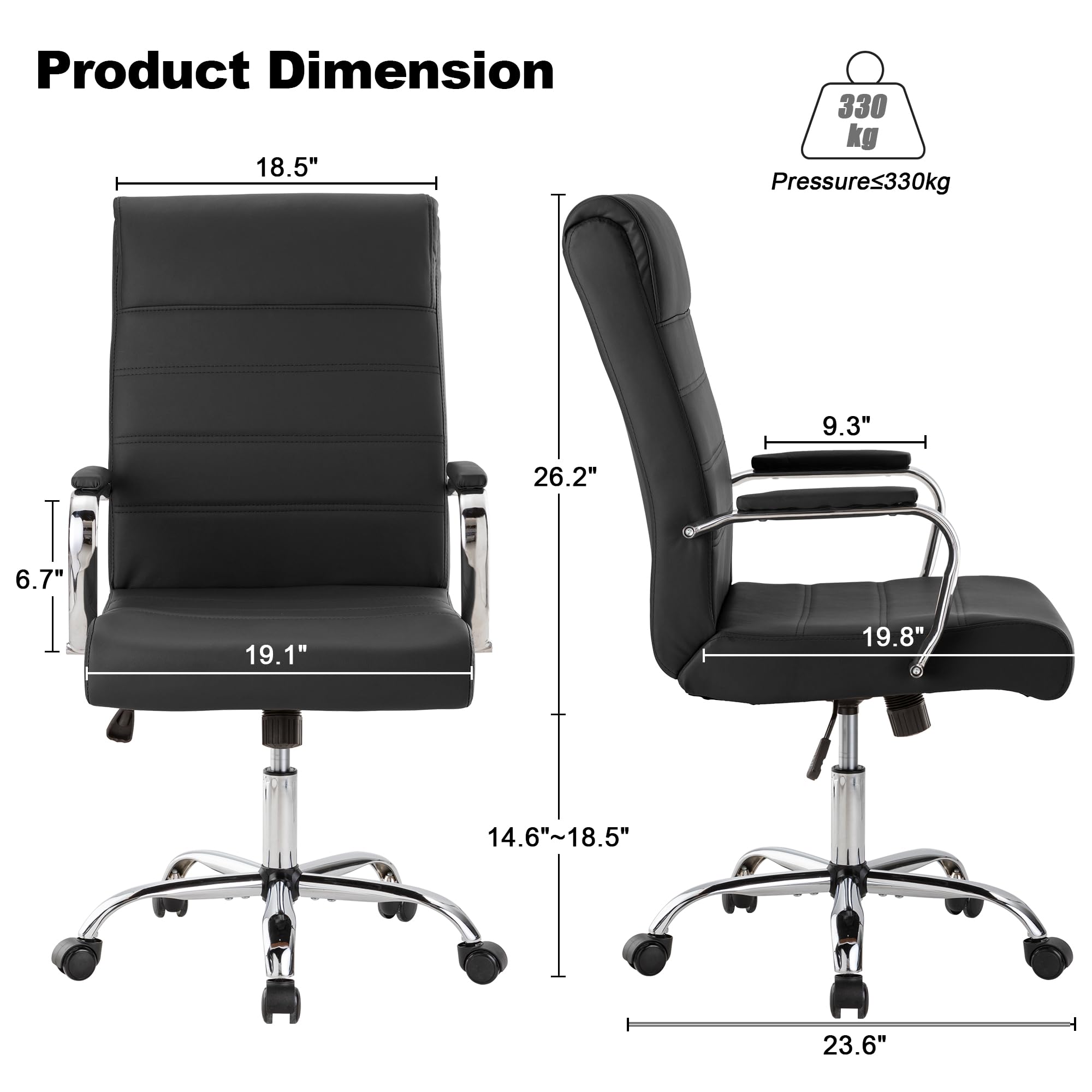 Ergonomic Office Chair - Modern High Back Leather Executive Desk Chair with Adjustable Height, Swivel & Padded Seat - Perfect for Home Office, Conference Room & Computer Workstations