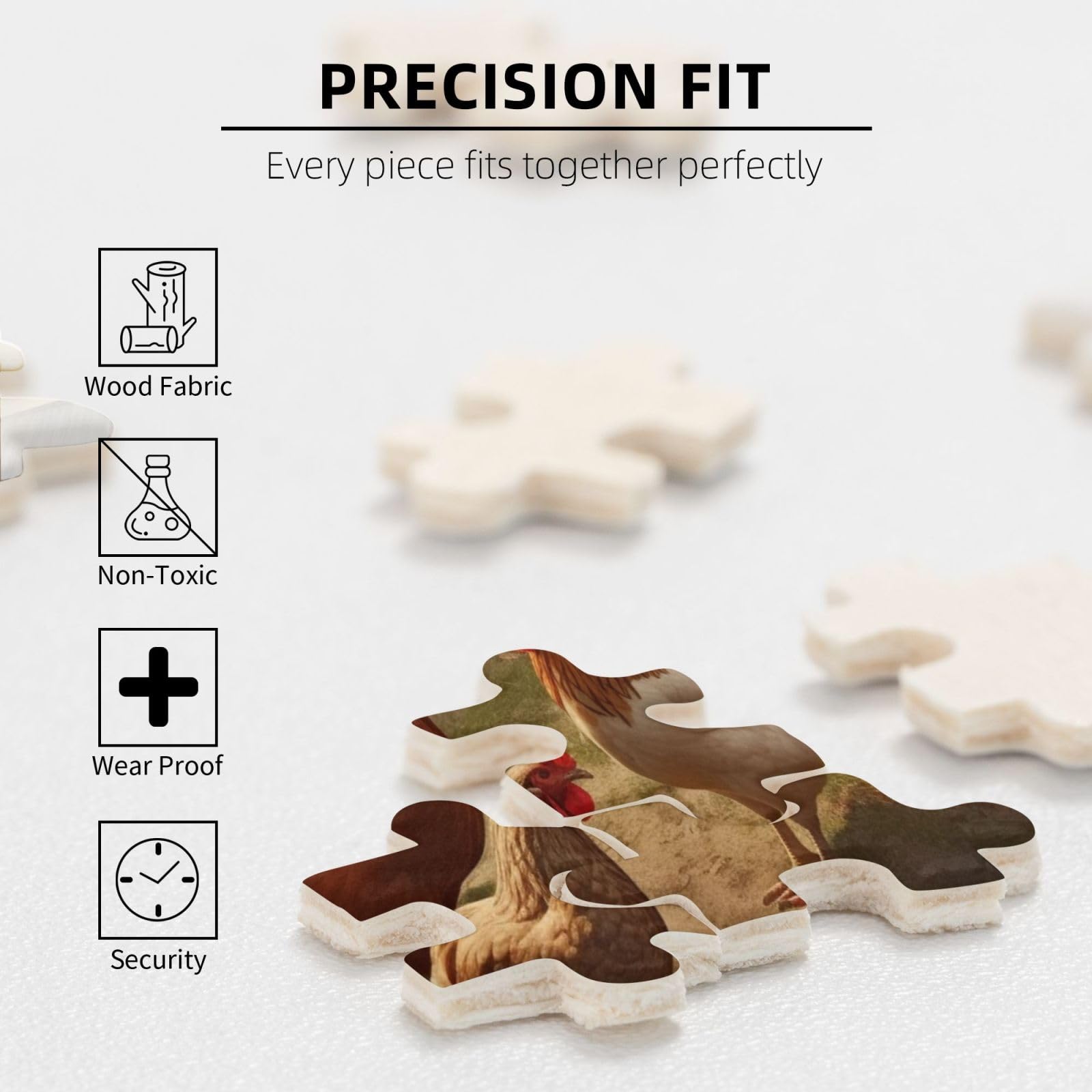 500 Piece Farm Animal Jigsaw Puzzle - Wooden Chicken & Farm Scene Photo Puzzle for Adults, Personalized Picture Puzzle - Perfect for Family Game Night, Wedding, Birthday & Valentine's Day Gifts (20.4