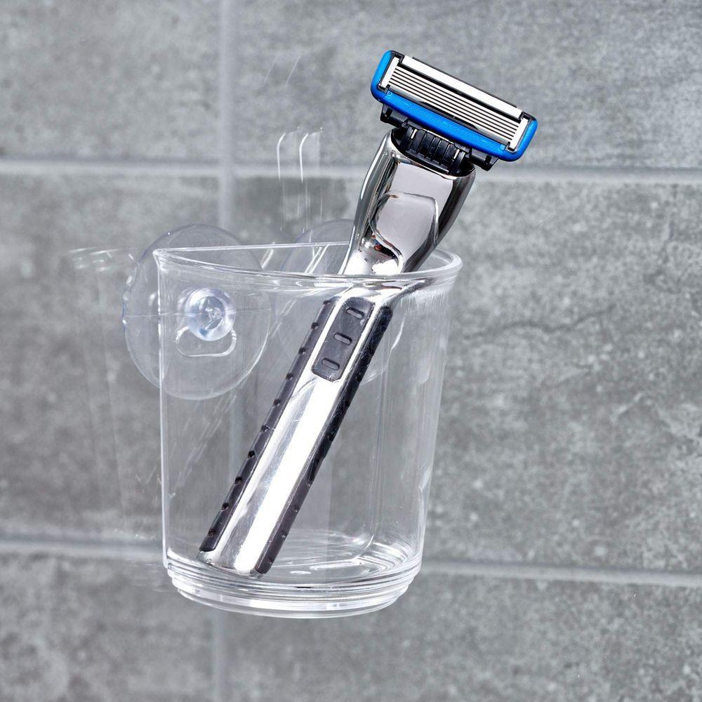 iDesign Classic Suction Cup Organizer - Bathroom & Kitchen Storage Solution for Shampoo, Soap, Sponges - Space Saving Wall Mount Holder for Showers, Sinks, and Tiles