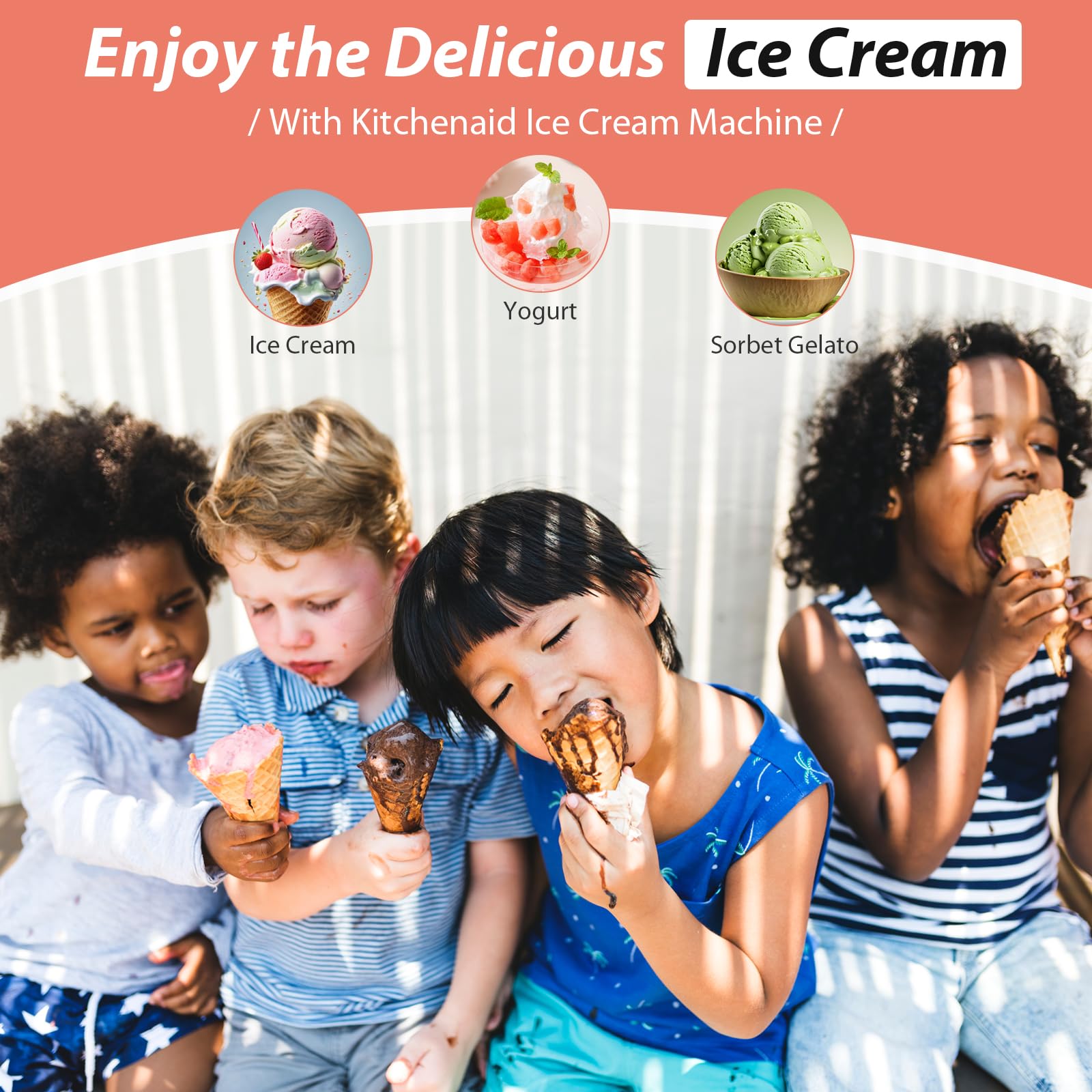 KitchenAid Ice Cream Maker Attachment - 2 Quart White Bowl for 4.5Qt+ Stand Mixers | Frozen Yogurt, Sorbet & Gelato Maker | Perfect for Summer Treats, Parties & Family Desserts