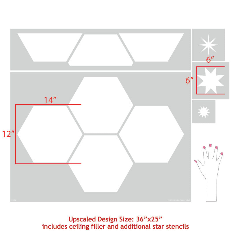 Premium Hexagon Tile Stencil for DIY Home Decor - Reusable Template for Wall, Floor, and Furniture Painting Projects