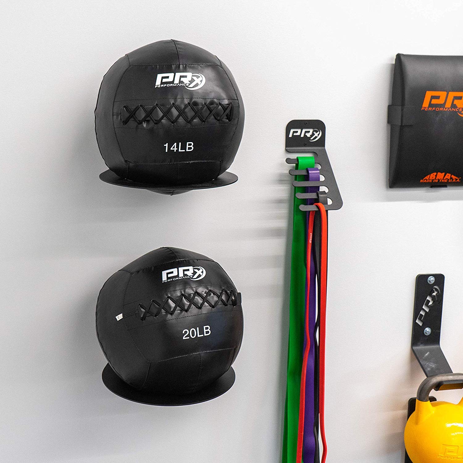 PRx Performance Medicine Ball Storage Rack - Wall Mounted Exercise Ball Holder for Home Gym & Commercial Use - USA Made, Powder Coated, Space Saving Design (9