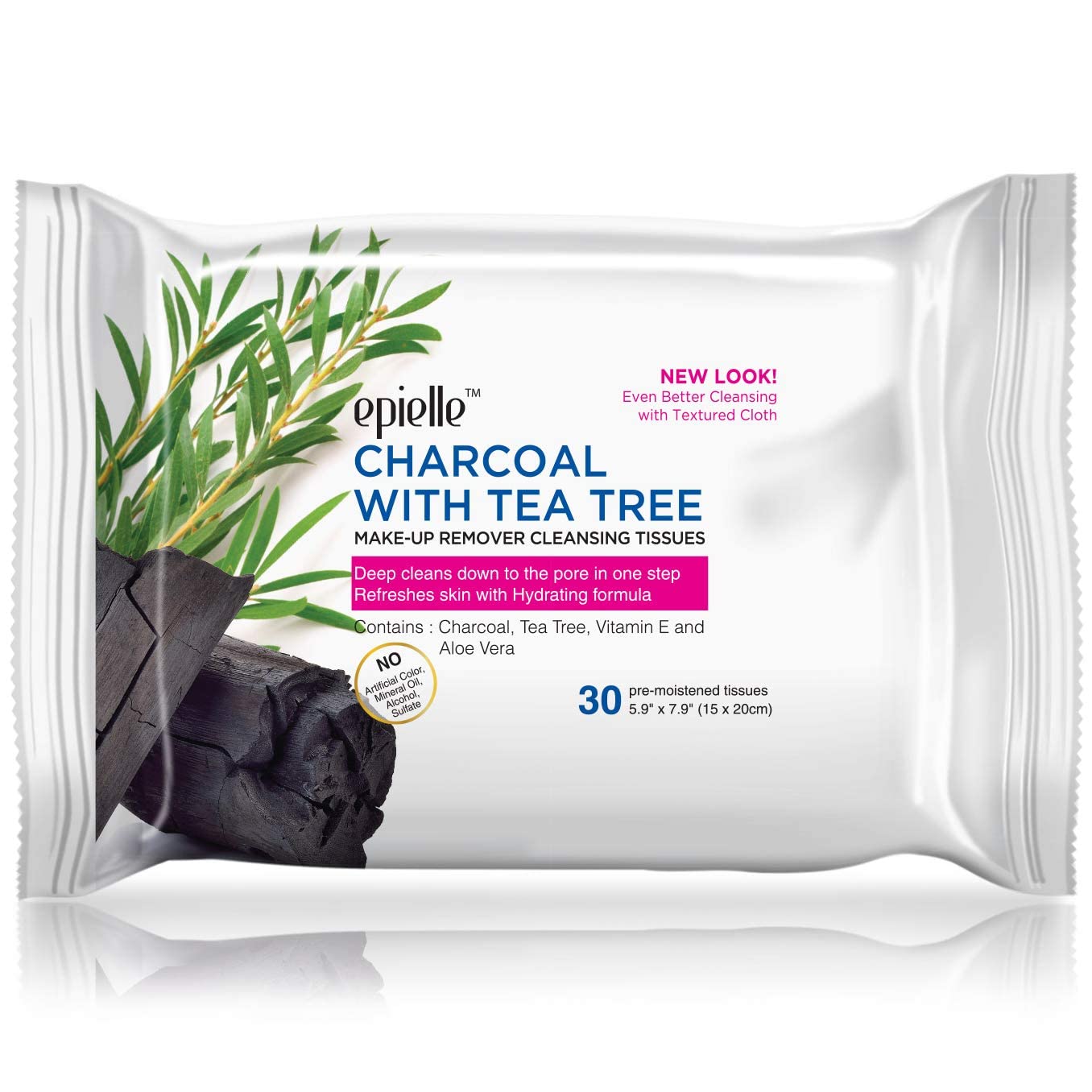 Epielle Charcoal & Collagen Makeup Remover Cleansing Wipes - Gentle for All Skin Types, Removes Dirt, Oil & Makeup - Infused with Aloe, Cucumber, Green Tea & Argan Oil - 30 Count (Pack of 6) - Perfect for Travel, Gym & Daily Skincare Routine