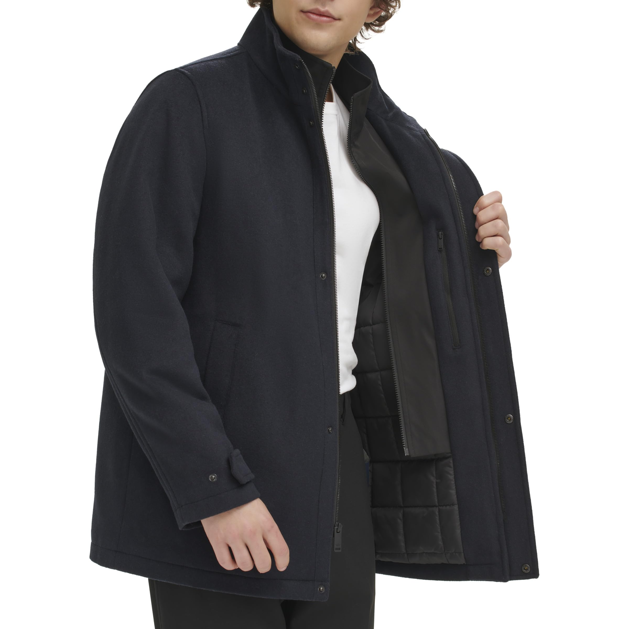 DOCKERS Men's Wool Melton Duffle Coat with Two Pockets - Winter Warm Overcoat for Casual & Business Wear - Perfect for Office, Travel and Outdoor Activities