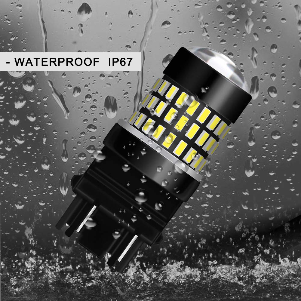 3157 3156 3057 4157 LED Bulbs - Xenon White 1800LM Super Bright 3014 SMD Chipsets with Projector Lens | Reverse Lights, Brake Lights, Tail Lights for Cars, Trucks, SUVs | 12-24V DC (2-Pack) - Perfect for Night Driving & Enhanced Safety