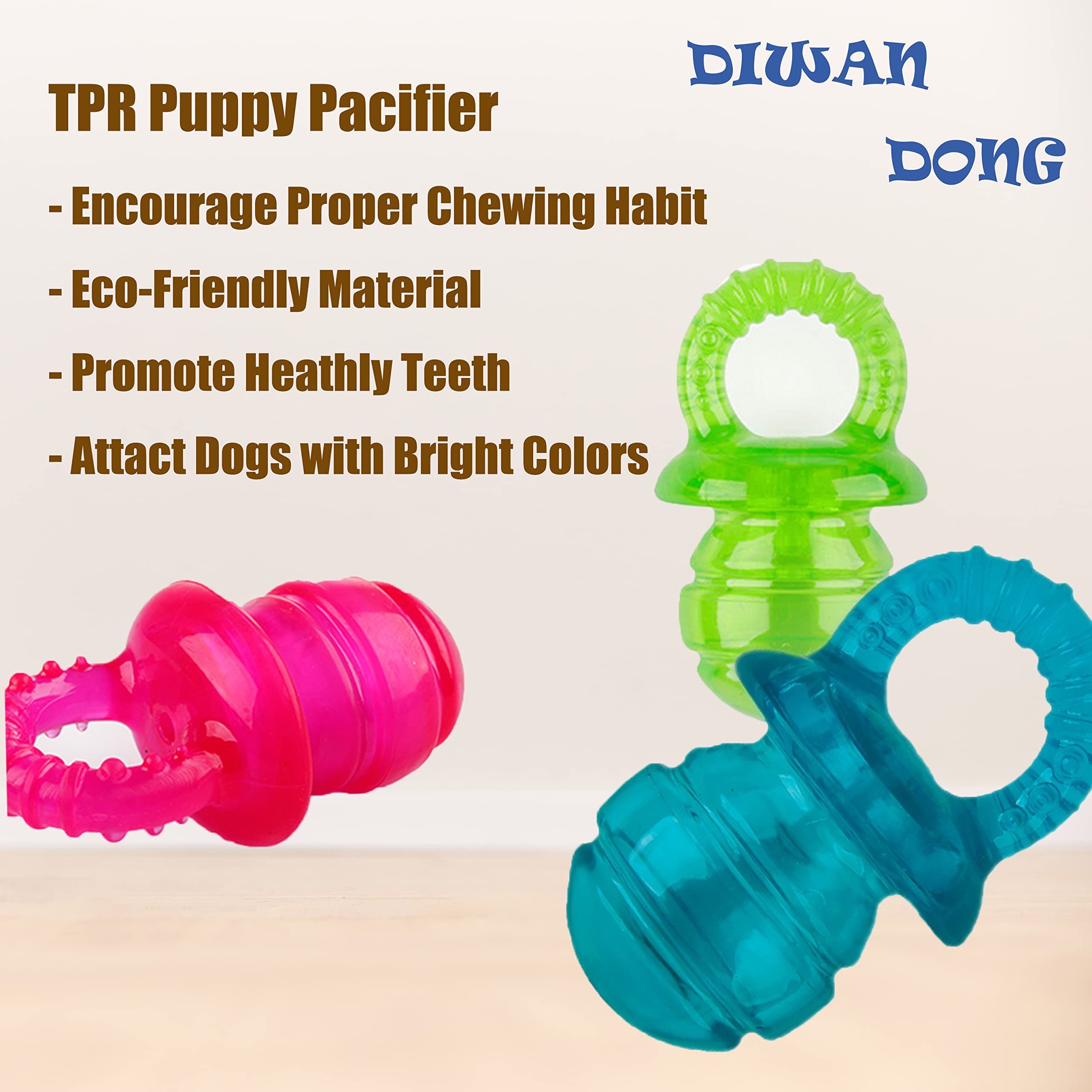 Durable Dog Chewing Toys for Small & Medium Dogs - 5 Inch Squeaky Puppy Pacifier Teething Toy (Blue) - Perfect for Puppy Teething Relief & Playtime Fun