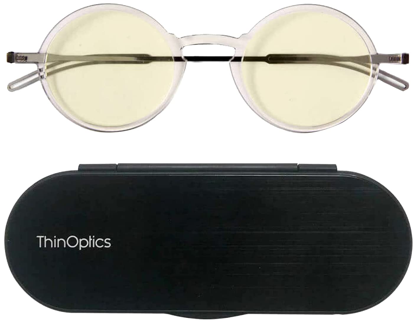 ThinOptics Manhattan Blue Light Blocking Glasses - Anti Eye Strain Round Reading Glasses for Computer & Phone Use - Perfect for Office, Gaming & Nighttime Screen Time