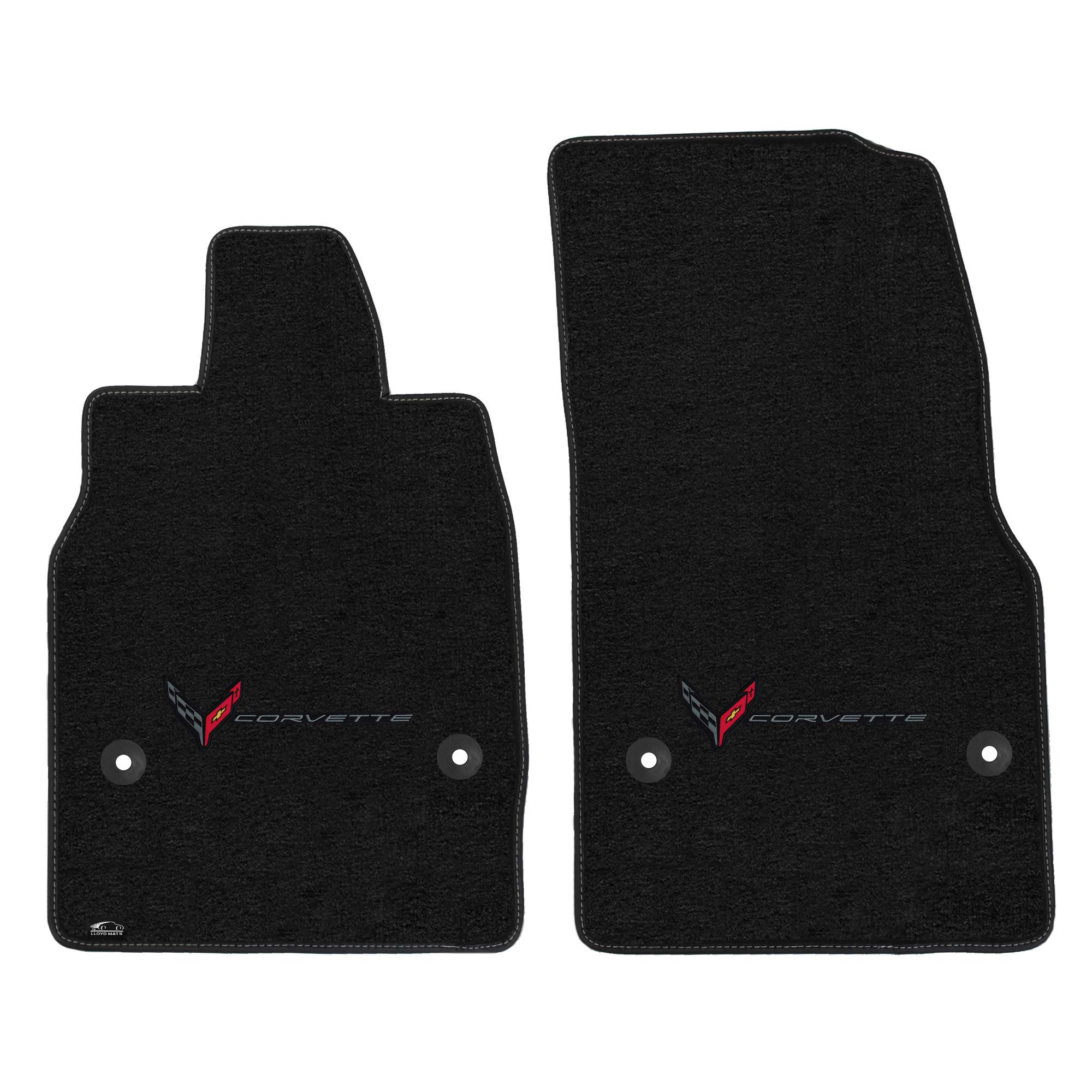 Premium Custom-Fit Carpeted Floor Mats for Corvette C8 2020-2024 - Luxury Car Floor Liners with Carbon Logo (2-Piece Set, Charcoal) | Perfect for Daily Driving & Car Shows