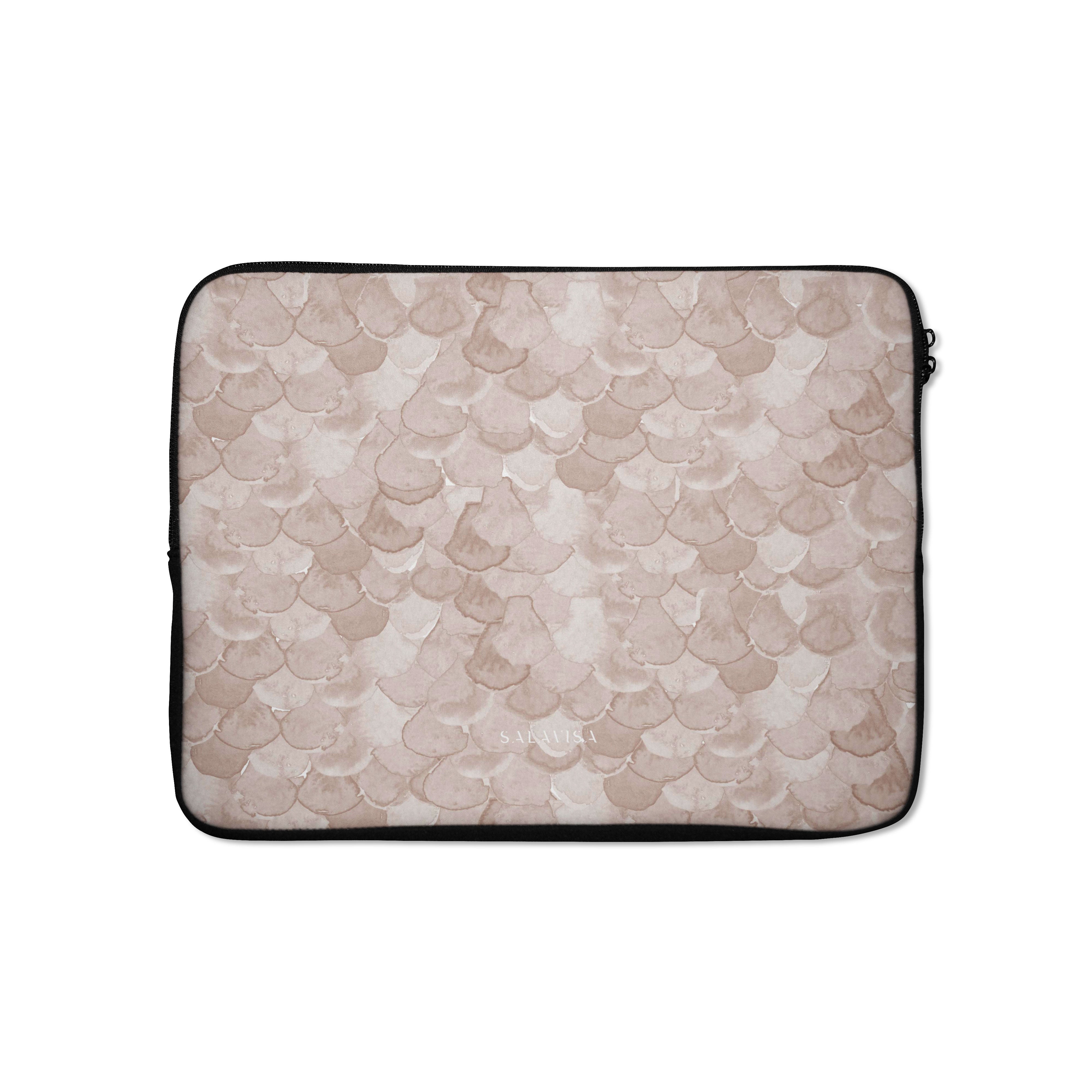 Beige Watercolor Reptile Print Laptop Sleeve Case - 13 Inch Protective Cover for MacBook Air/Pro, Stylish & Durable for Work, School & Travel