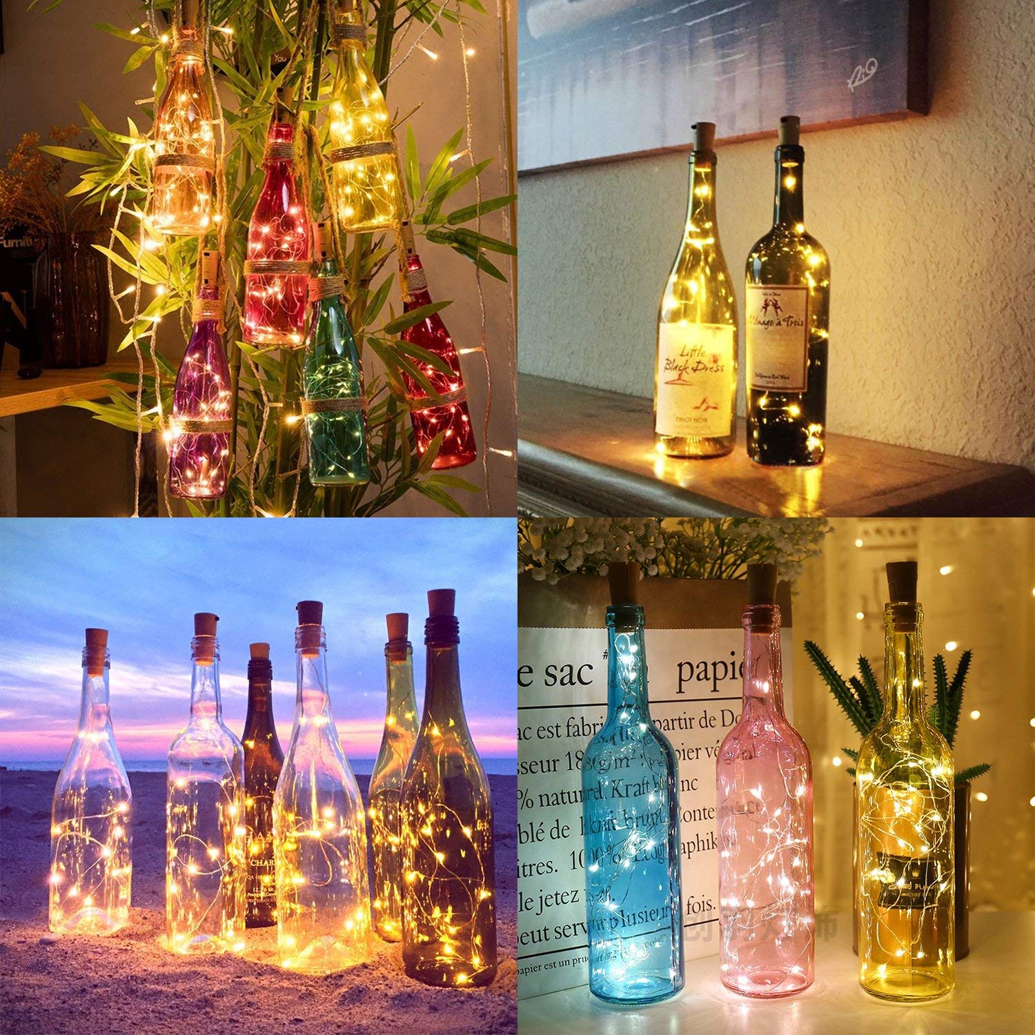 Aluan 12 LED Wine Bottle Lights with Cork - 10 Pack Waterproof Battery Operated Fairy String Lights for Wedding, Christmas, Party, Bar & Home Decor (Warm White) - Perfect for Romantic Dinners, Holiday Centerpieces & Outdoor Events