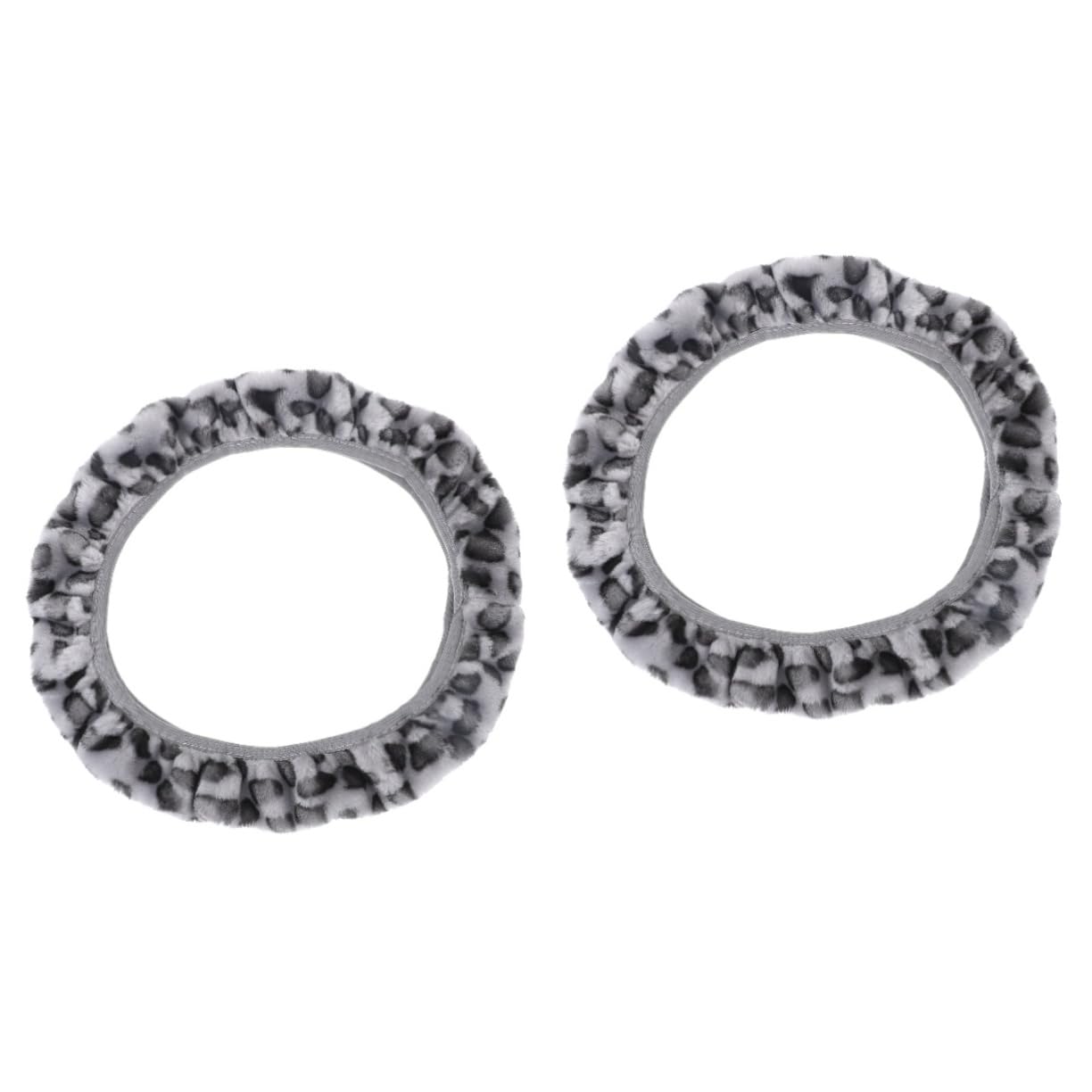 VICASKY 2-Piece Fluffy Elastic Steering Wheel Cover Set - Soft Leopard Print Car Accessory for Men & Women - Perfect for Winter Driving Comfort & Stylish Interior Upgrade
