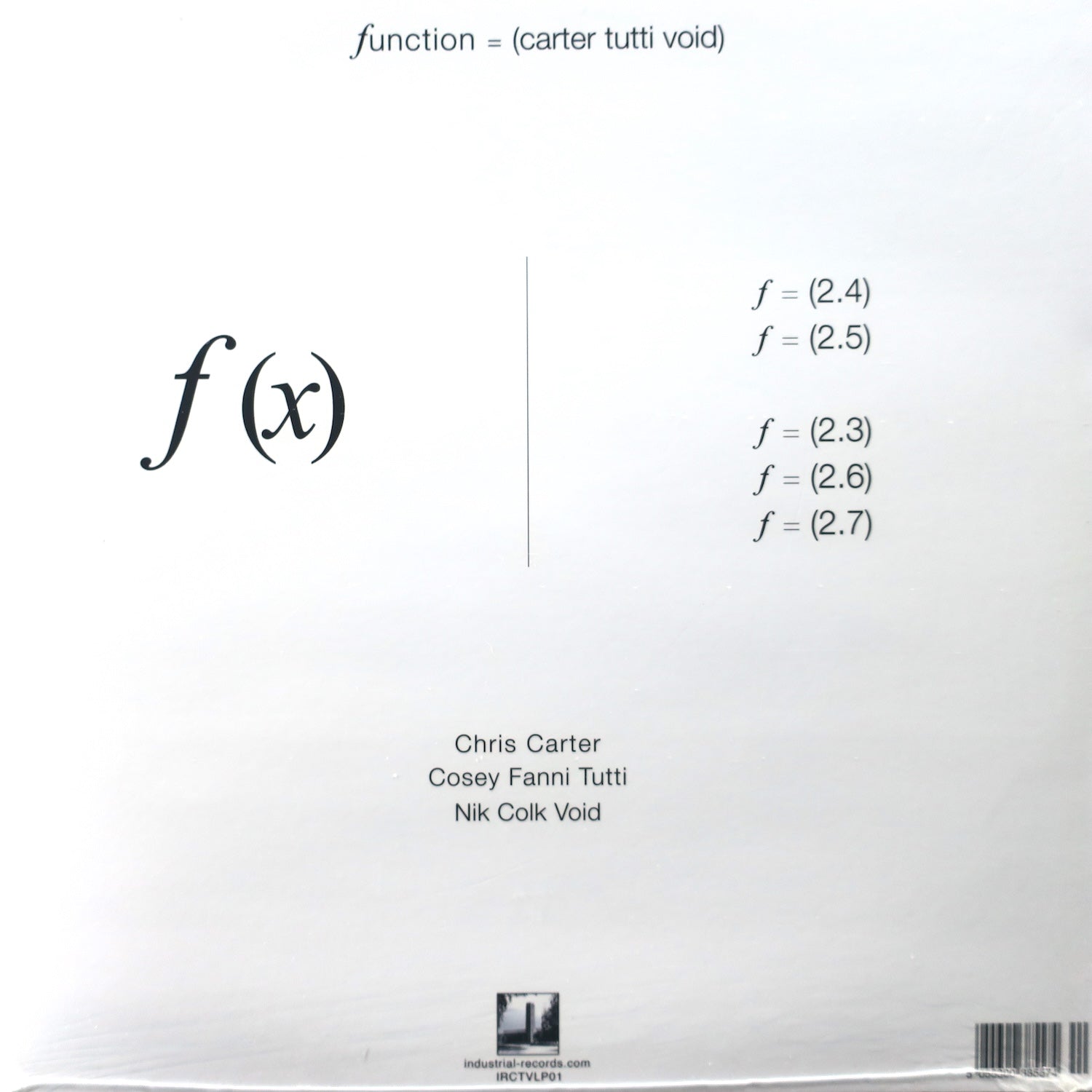 CARTER TUTTI VOID (Chris & Cosey) ' (x)' Vinyl LP Record - Limited Edition Alternative Electronic Music for DJs & Music Collectors