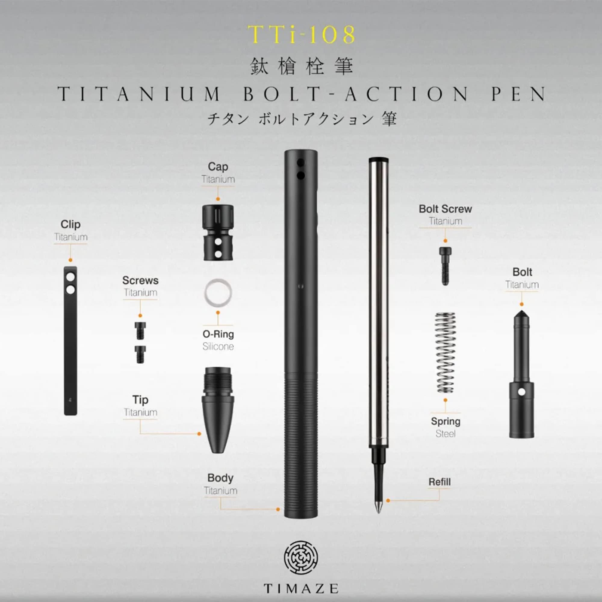 Premium Titanium Bolt-Action Pen with Tungsten Glass Breaker - 5.5 Inch Blue & Gold Tactical Writing Instrument - Perfect for EDC, Survival Kits, Outdoor Adventures & Emergency Situations
