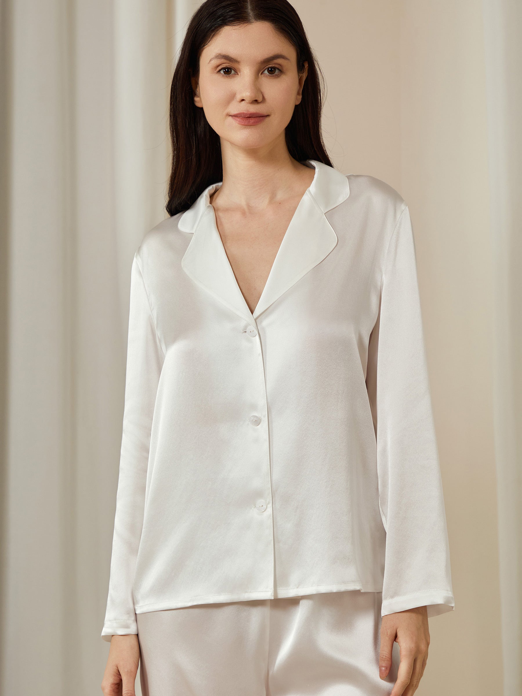Classic Silk Long Sleeve Pajama Set for Women - Soft & Comfortable Sleepwear - Perfect for Nighttime Relaxation, Lounging at Home, and Gift Giving