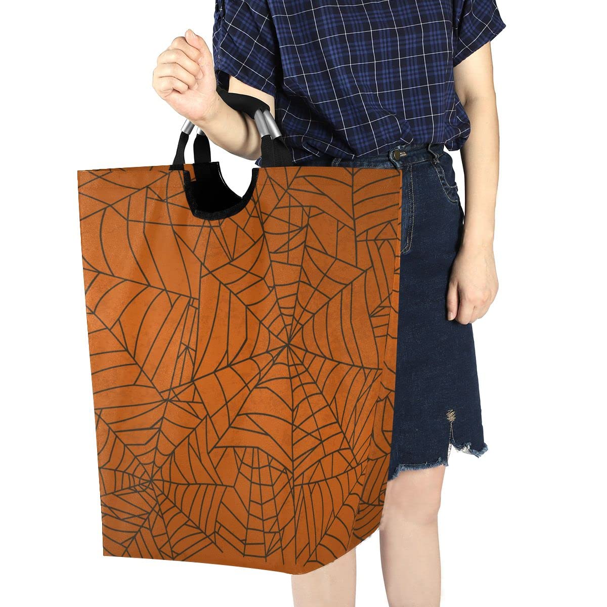 DOMIKING Halloween Spider Web Collapsible Laundry Basket - Storage Organizer for Kids Room, Dorm, Toy & Clothes - Perfect for Halloween Decor & Dirty Laundry Organization