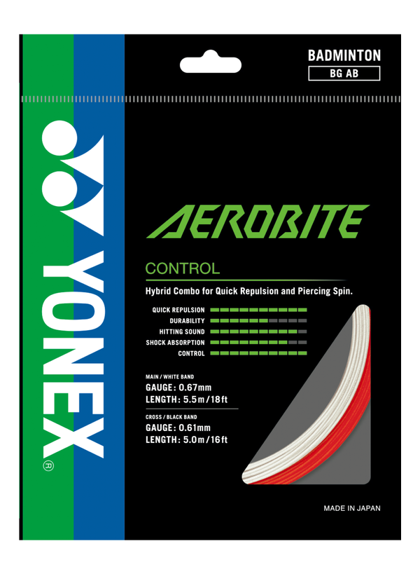 Yonex Aerobite Badminton String - High Performance Badminton Racket String for Power & Control | Perfect for Tournaments & Training