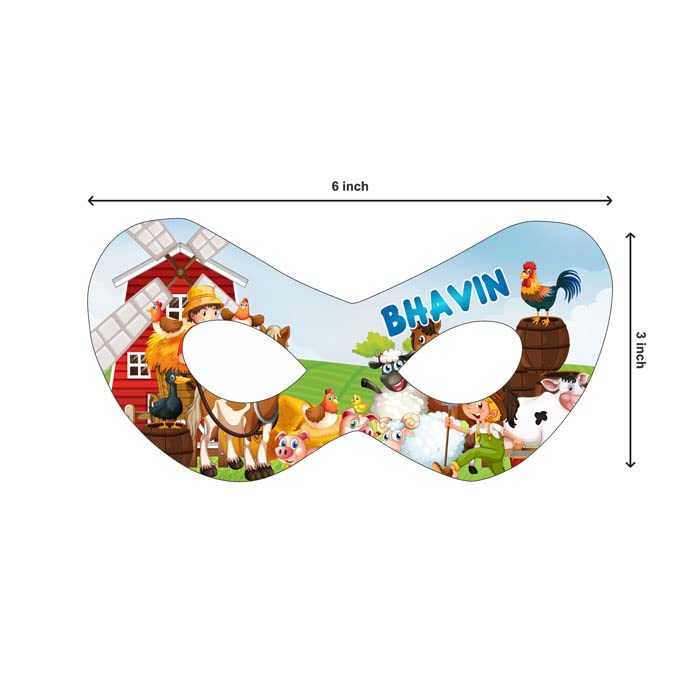 Custom Farm Theme Birthday Eye Mask with Baby Name - Personalized Farm Party Decorations for Kids, Baby Showers & Themed Birthday Parties