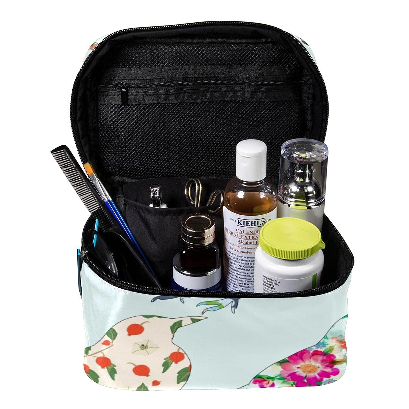 Floral Pattern Travel Makeup Bag for Women - Large Cosmetic Organizer with Zipper, Toiletry Case for Girls | Perfect for Vacation, Gym & Daily Essentials Storage