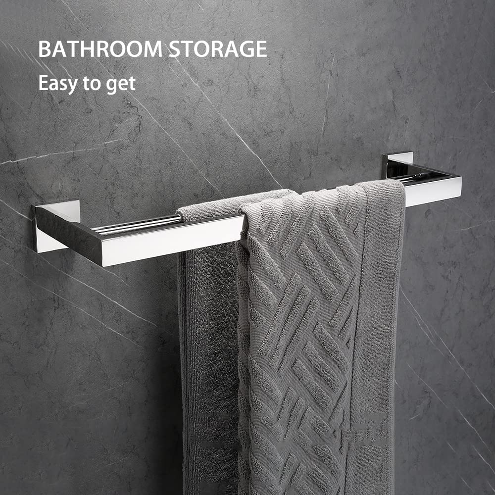 Chrome Stainless Steel Towel Bar Holder - Wall Mounted Bathroom & Kitchen Organizer with Toilet Paper Hook - Perfect for WC Accessories, Towel Rail, and Bathrobe Rack (Color Options Available) | Ideal for Modern Homes, Apartments, and Hotels