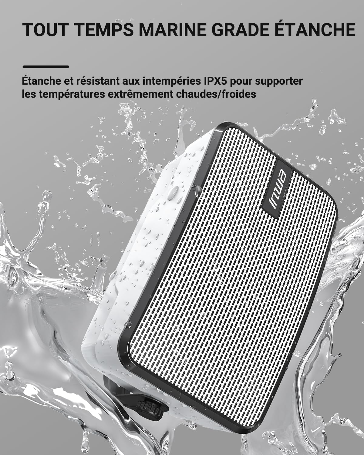 IPX5 Waterproof Outdoor Bluetooth Wall Speaker - Powerful Audio with Deep Bass, 100 Speaker Sync (White, MZ621) - Perfect for Pool Parties, Backyard BBQs & Patio Entertainment